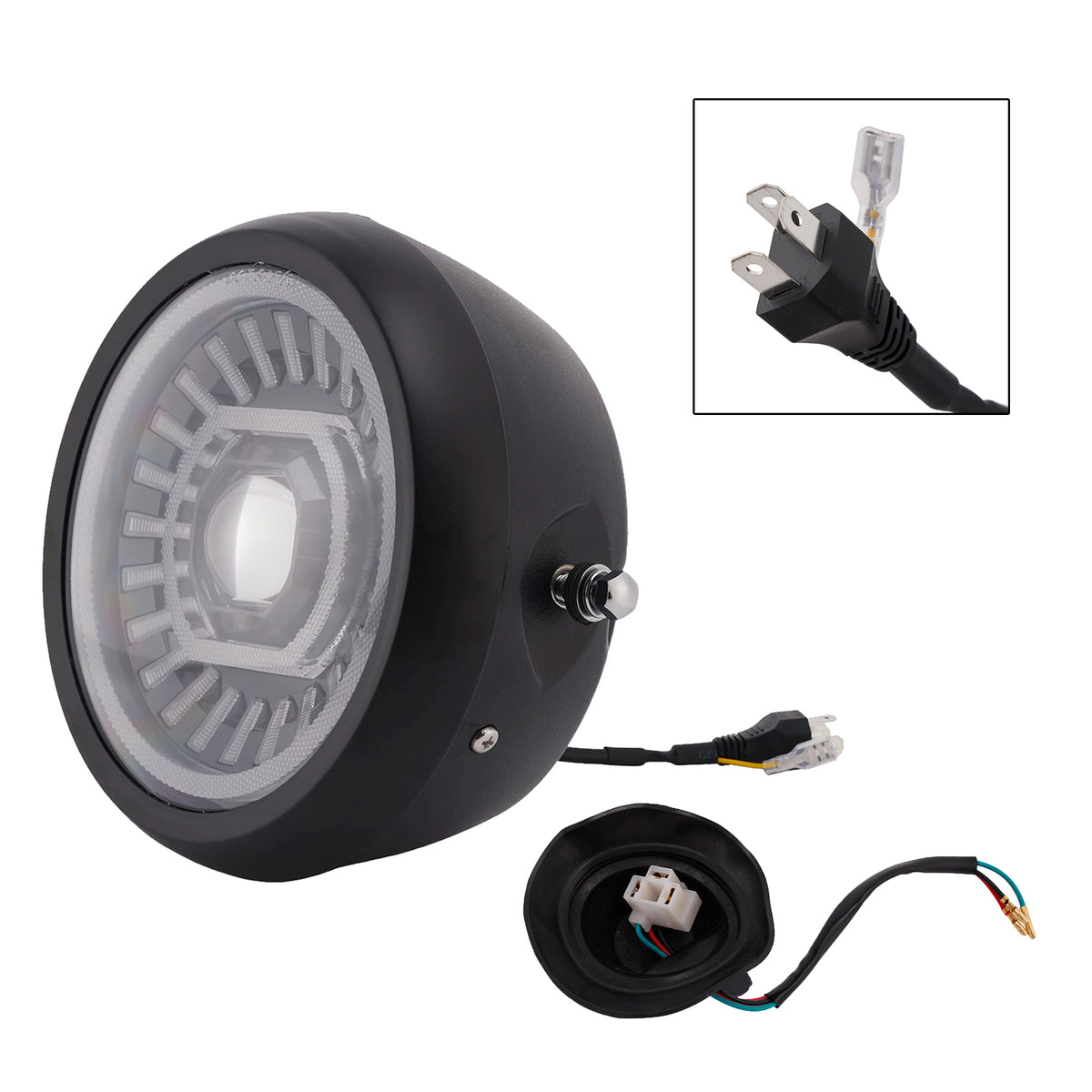 55W 7.5" Beam Headlight Fog Lamp Custom 4000lm Fits For Racer Bobber Chrome
