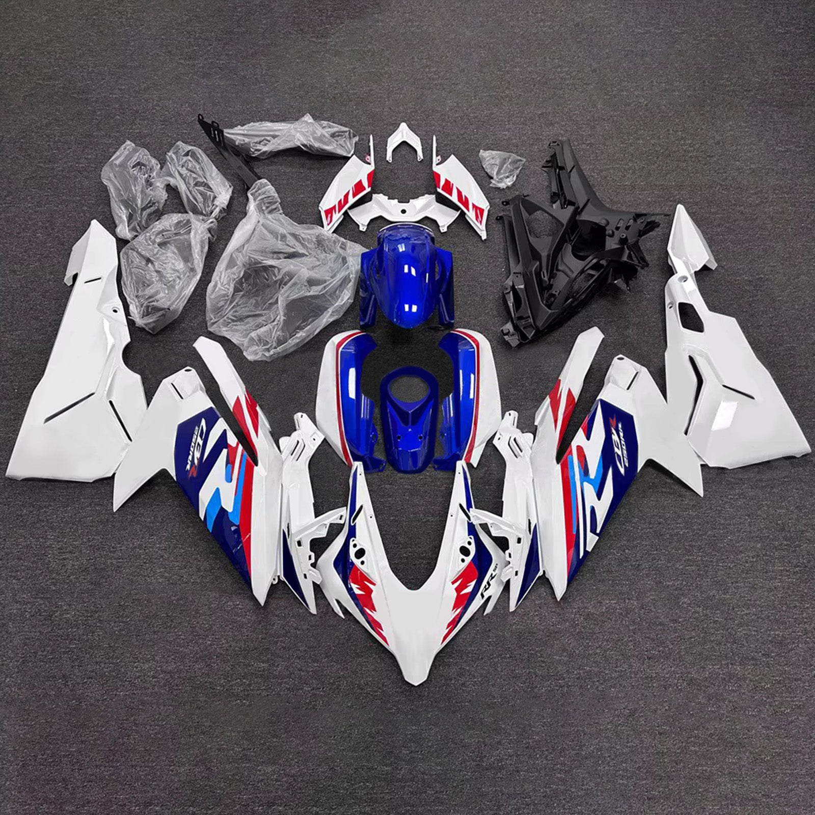 Amotopart 2023-2024 Honda CBR250RR White/Blue Fairing Kit