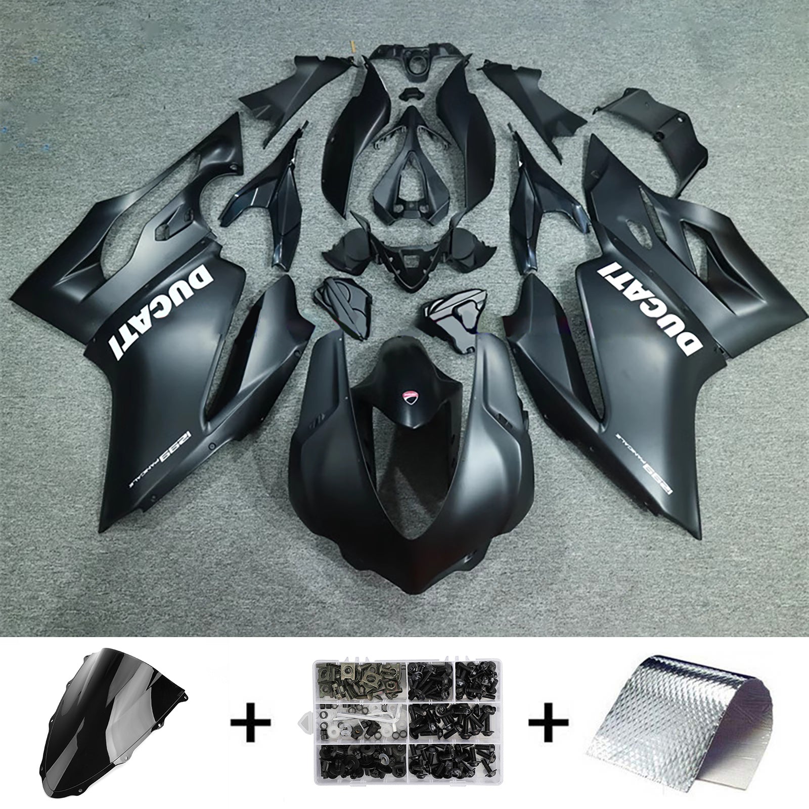 Amotopart 2015-2020 Ducati 1299/959 Matte Black White Fairing Kit