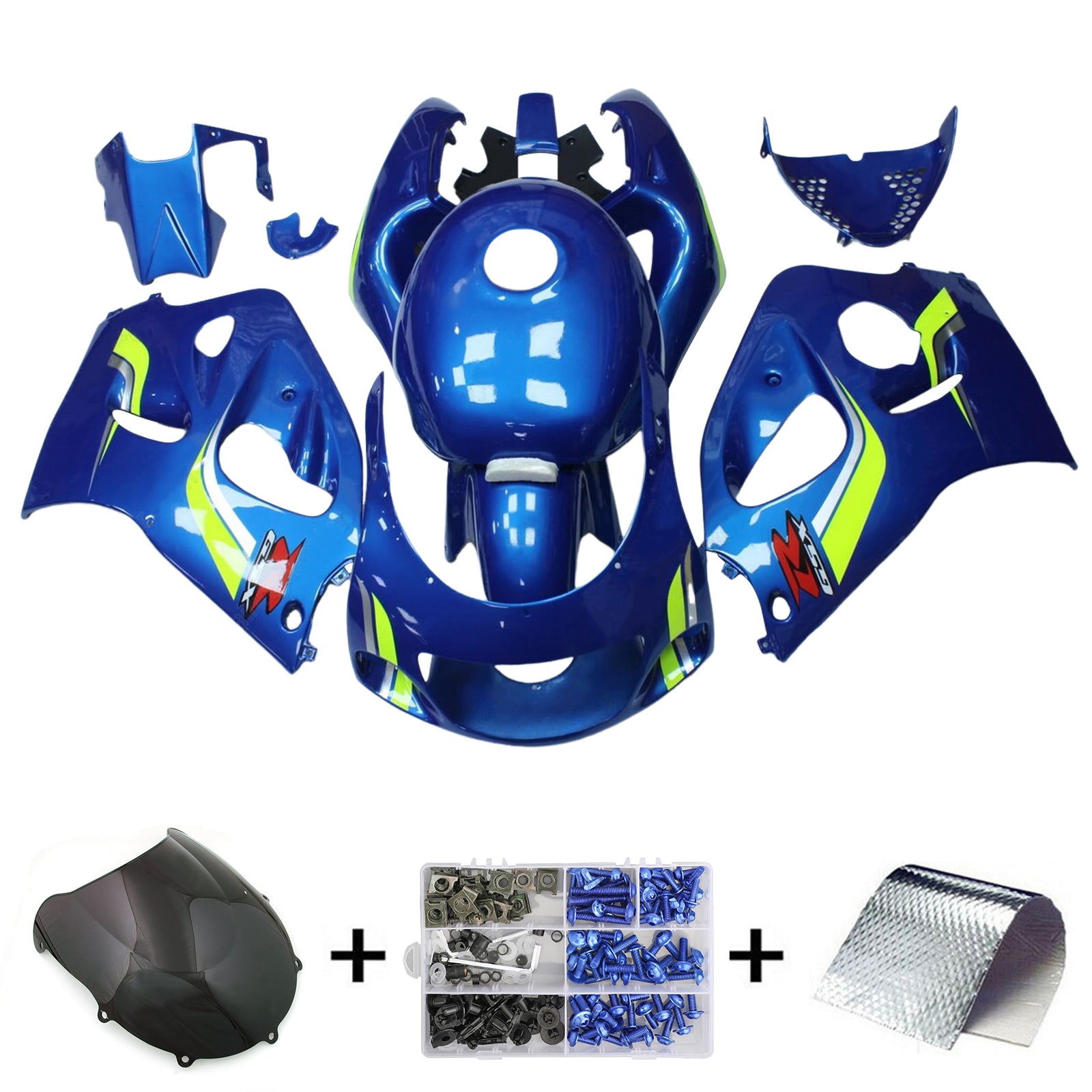 Amotopart Suzuki GSXR600 1996-2000 GSXR750 1996-1999 Kit carenatura blu e giallo Style3