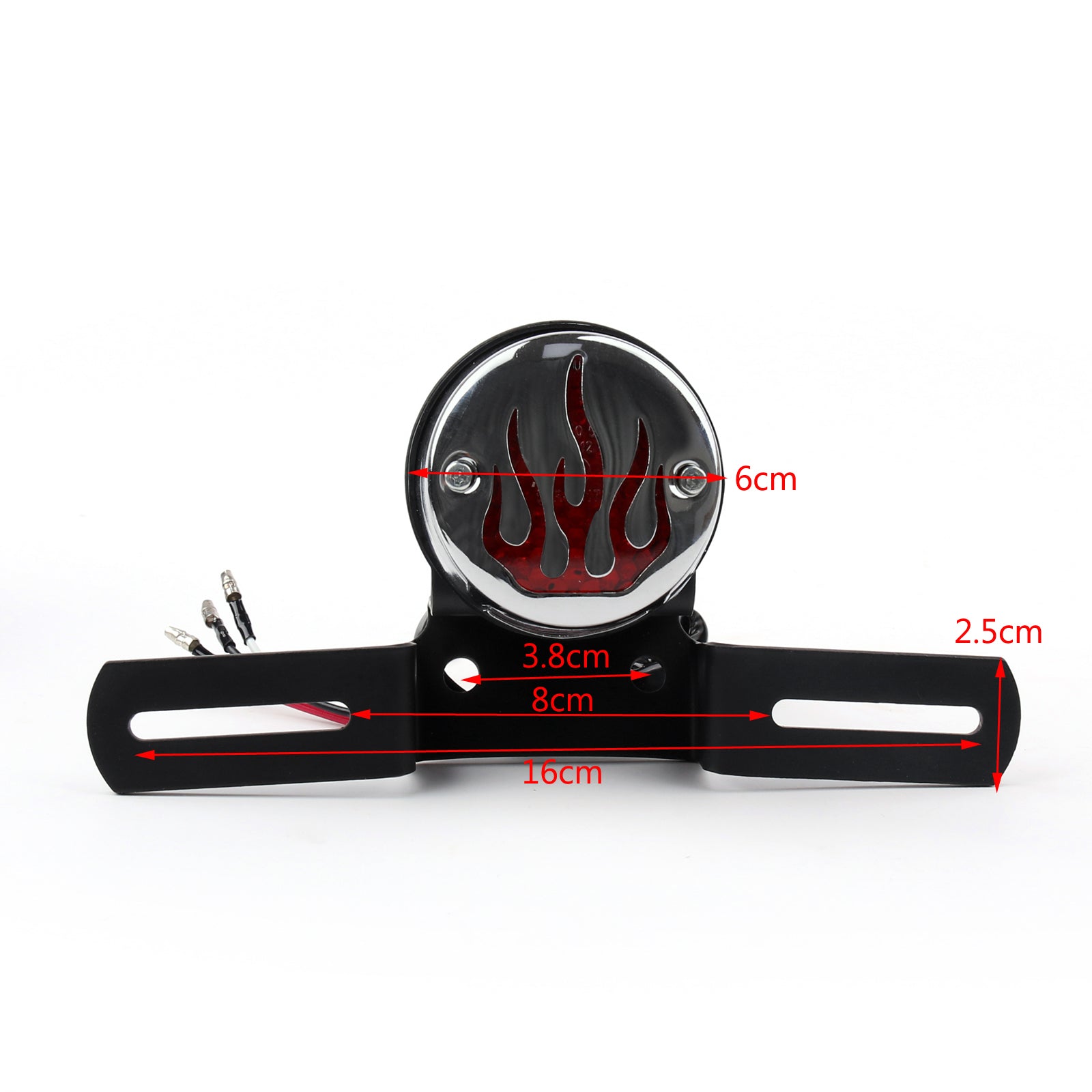 LED Flame Fire Rear Tail light Brake Light For Cafe Racer Bobber Chrome