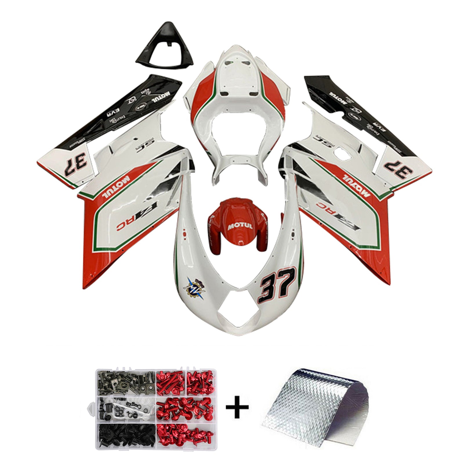 Amotopart 2005-2006 MV Agusta F4 1000 Kit de carenado rojo y blanco Style1