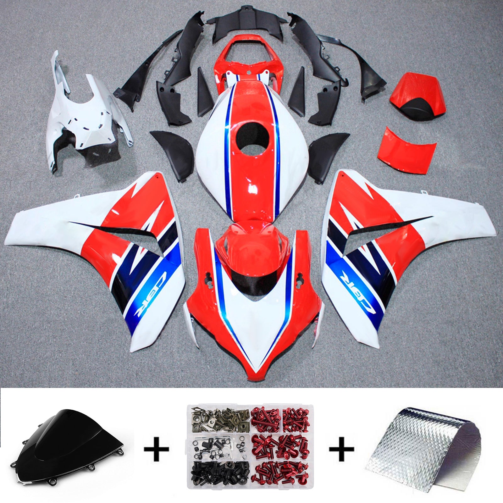 Amotopart 2008-2011 Honda CBR1000RR White/Red Fairing Kit