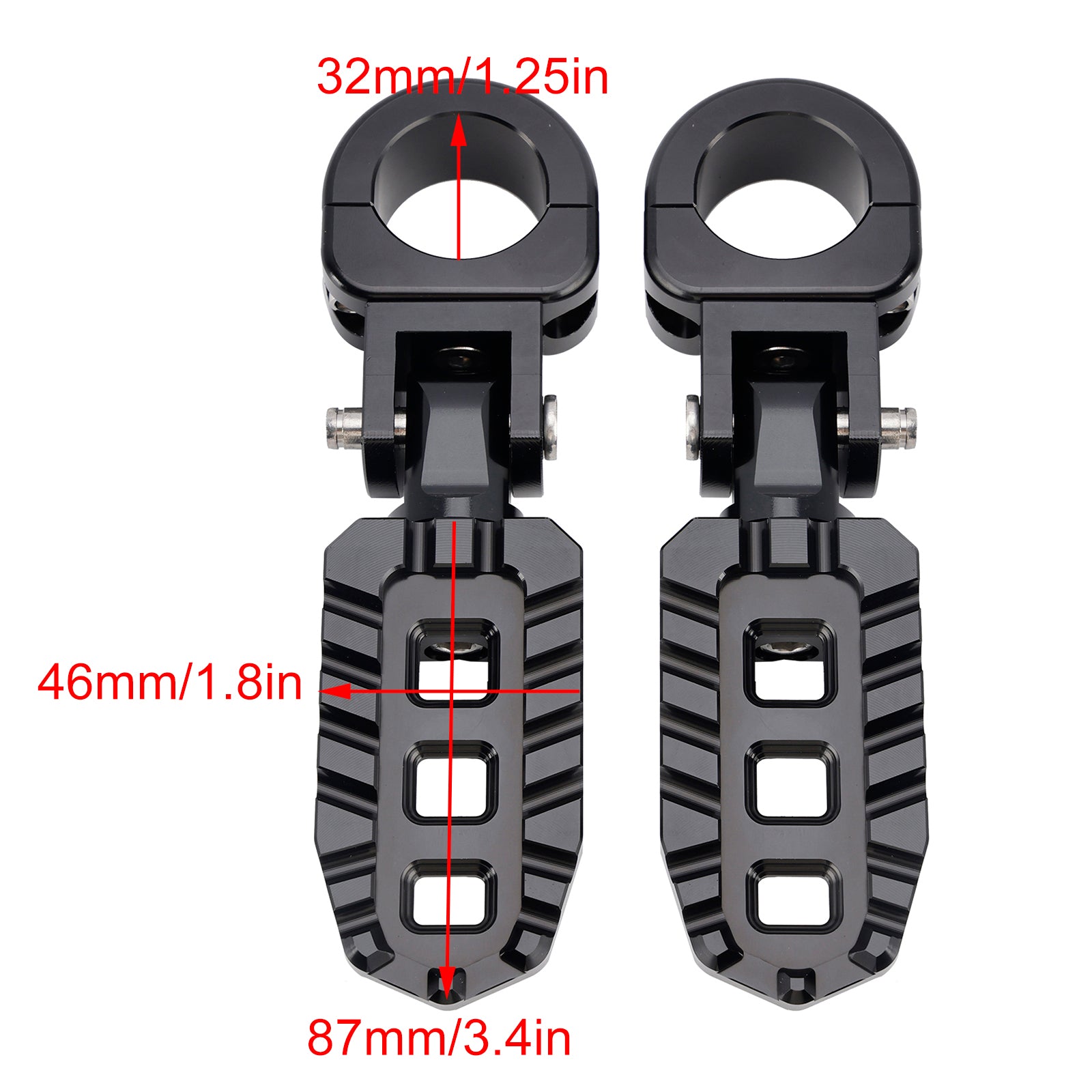 Universal Front Footrests Foot Pegs fit for motorcycle with 1.25" bars