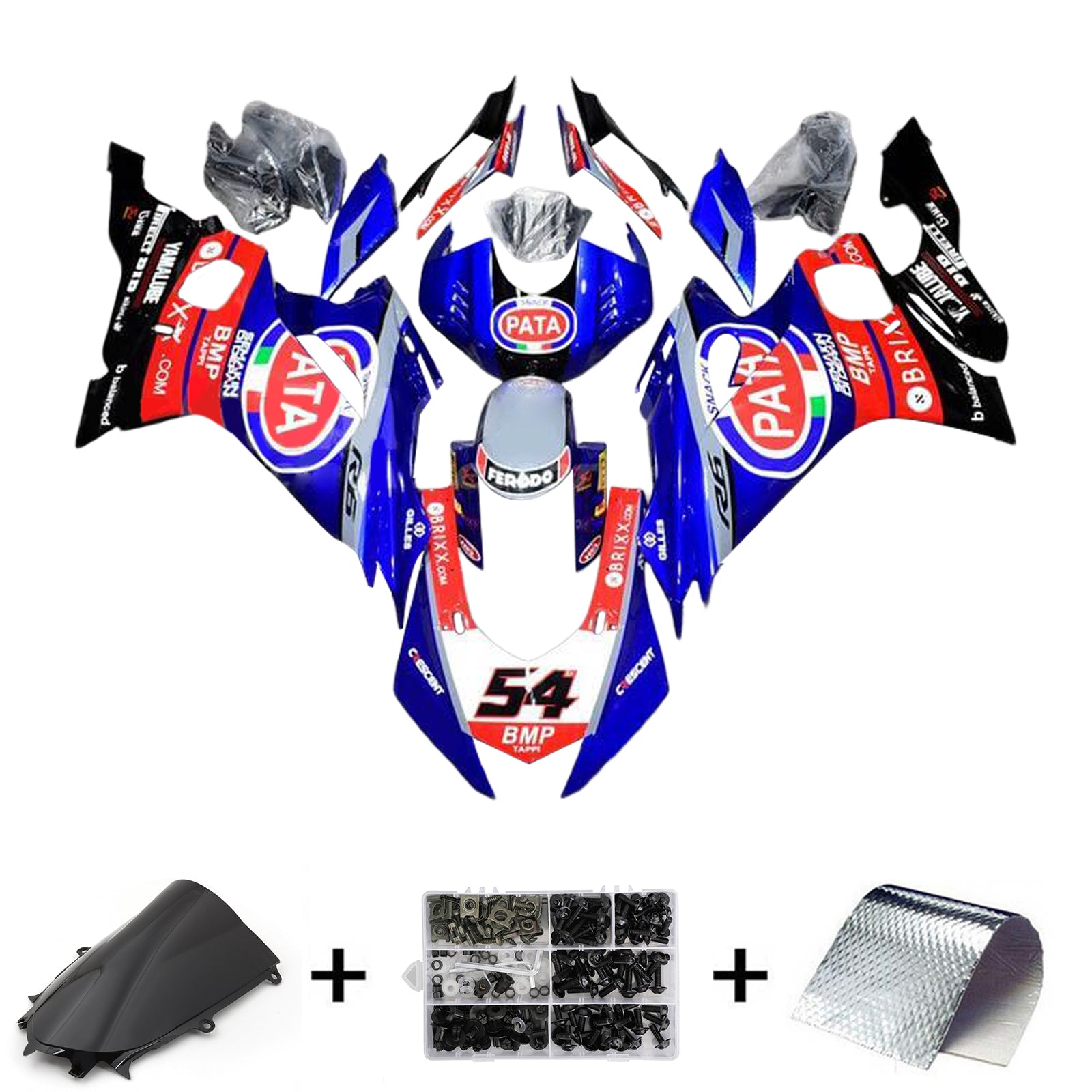 Amotopart 2017-2023 Yamaha YZF R6 Kit de carenado azul negro rojo