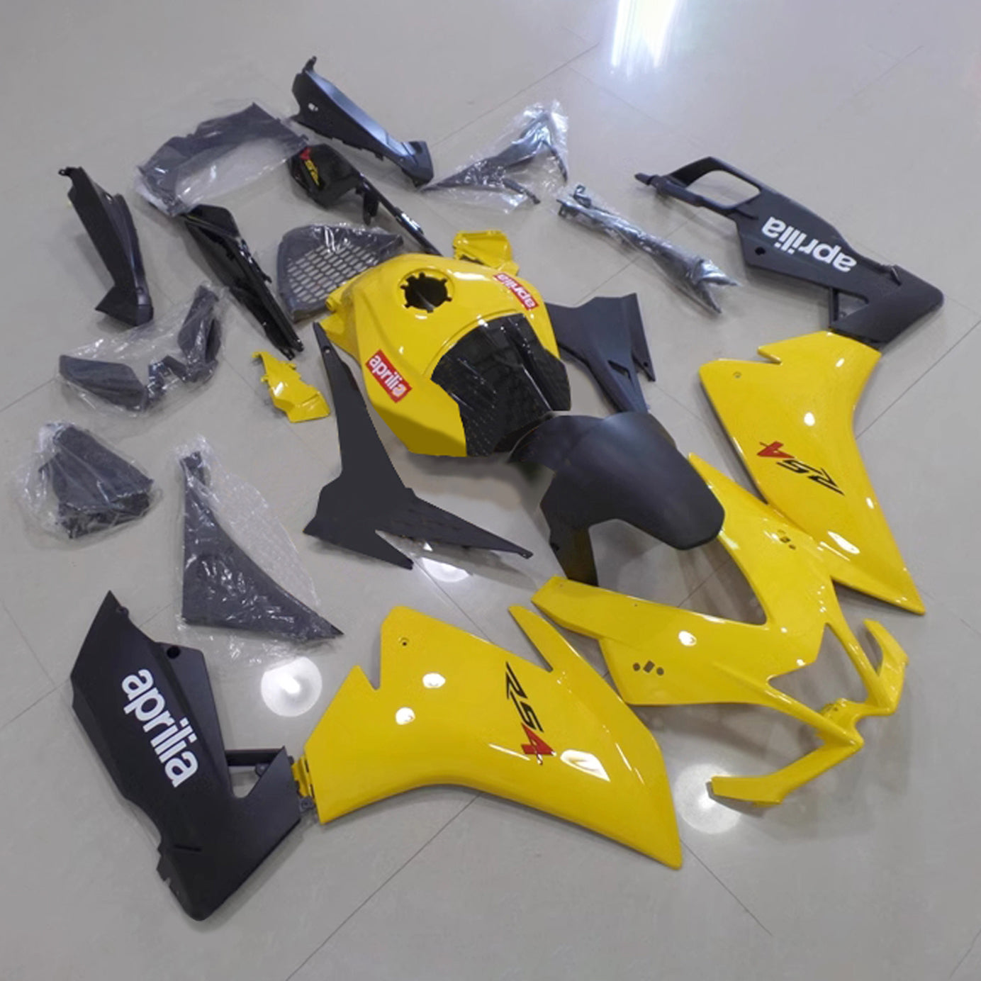 Amotopart 2012-2016 Aprilia RS4 125 50 Kit de carenado negro amarillo