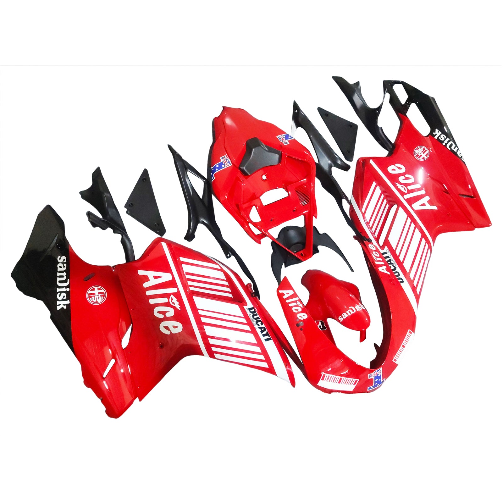 Amotopart 2007-2011 Ducati 1098/1198/848 Red Black White Fairing Kit
