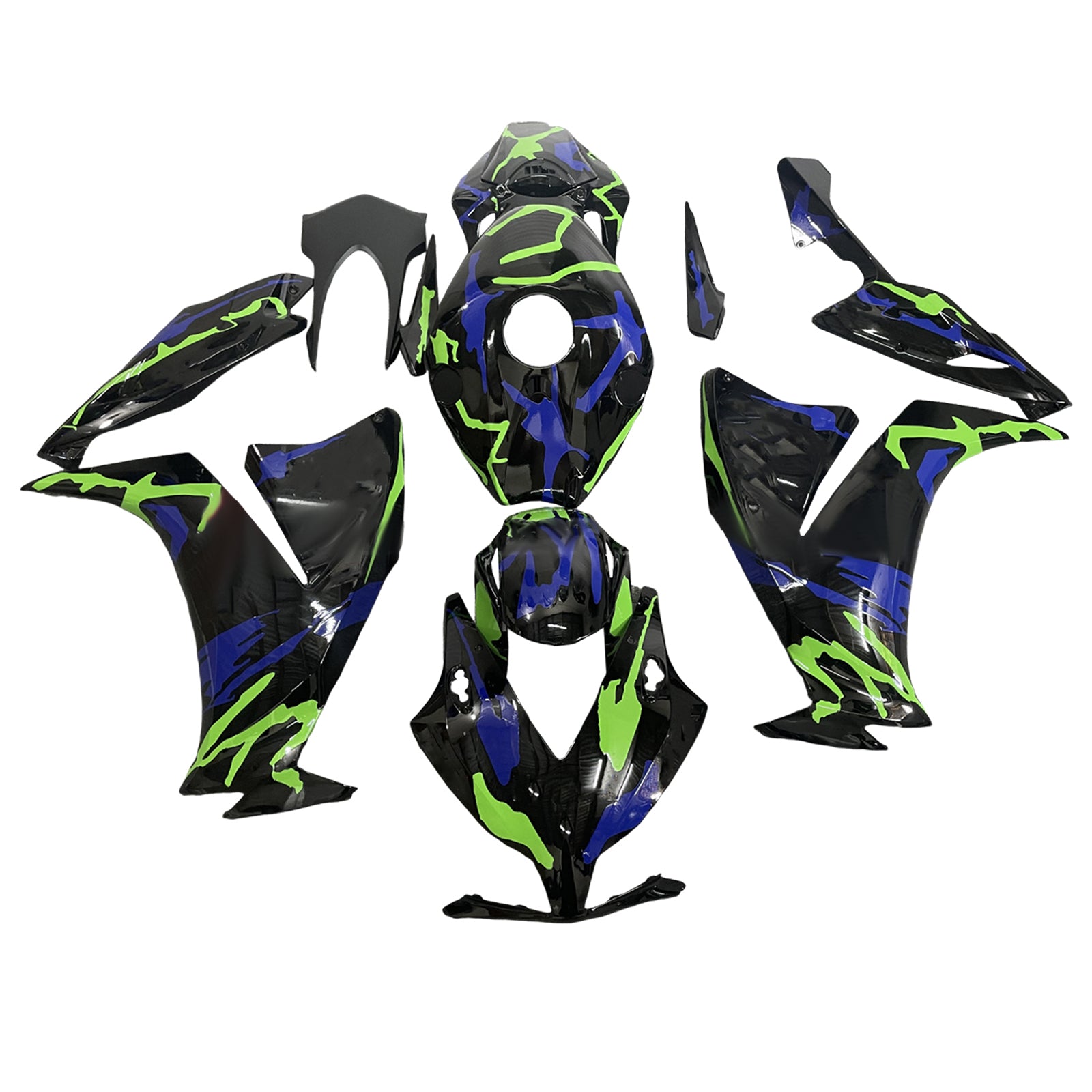 Amotopart 2012-2016 Honda CBR1000RR Kit de carénage bleu vert noir