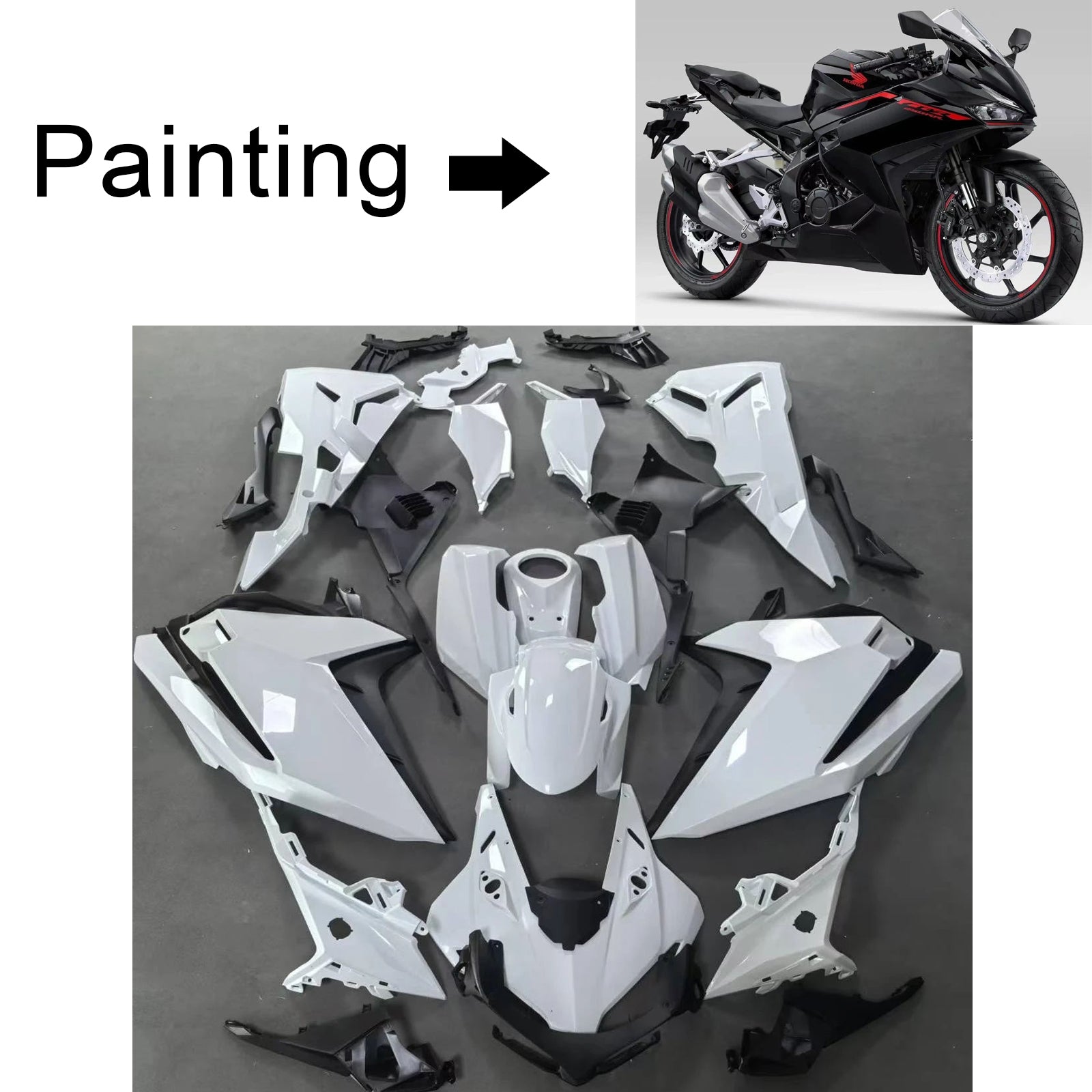 Amotopart 2023-2024 Honda CBR250RR Black Fairing Kit