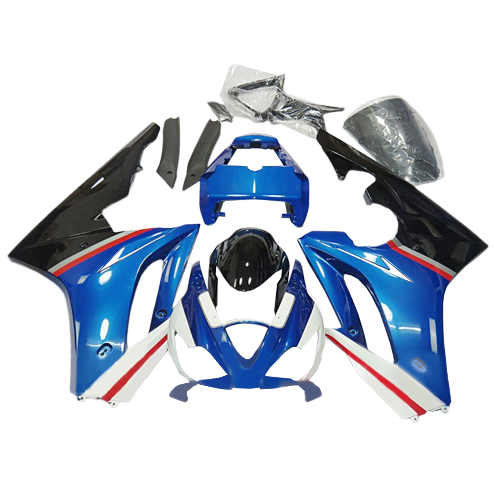 Amotopart 2006–2008 Triumph Daytona 675 Weiß und Blau Style3 Verkleidungsset