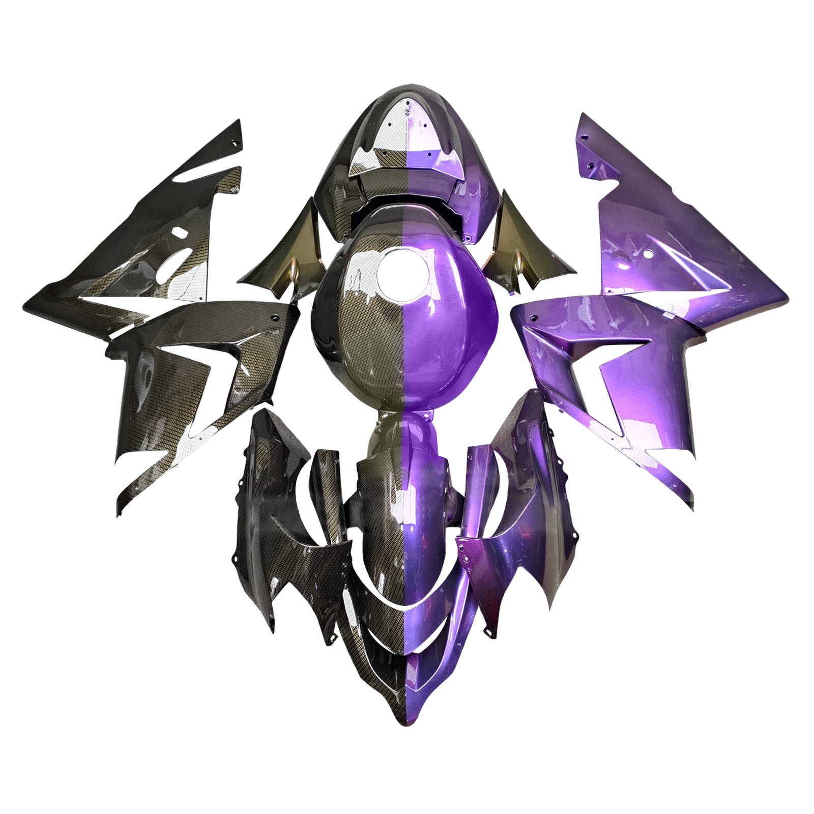 Amotopart 2004-2005 Kawasaki ZX10R Carbon Fiber Purple Fairing Kit