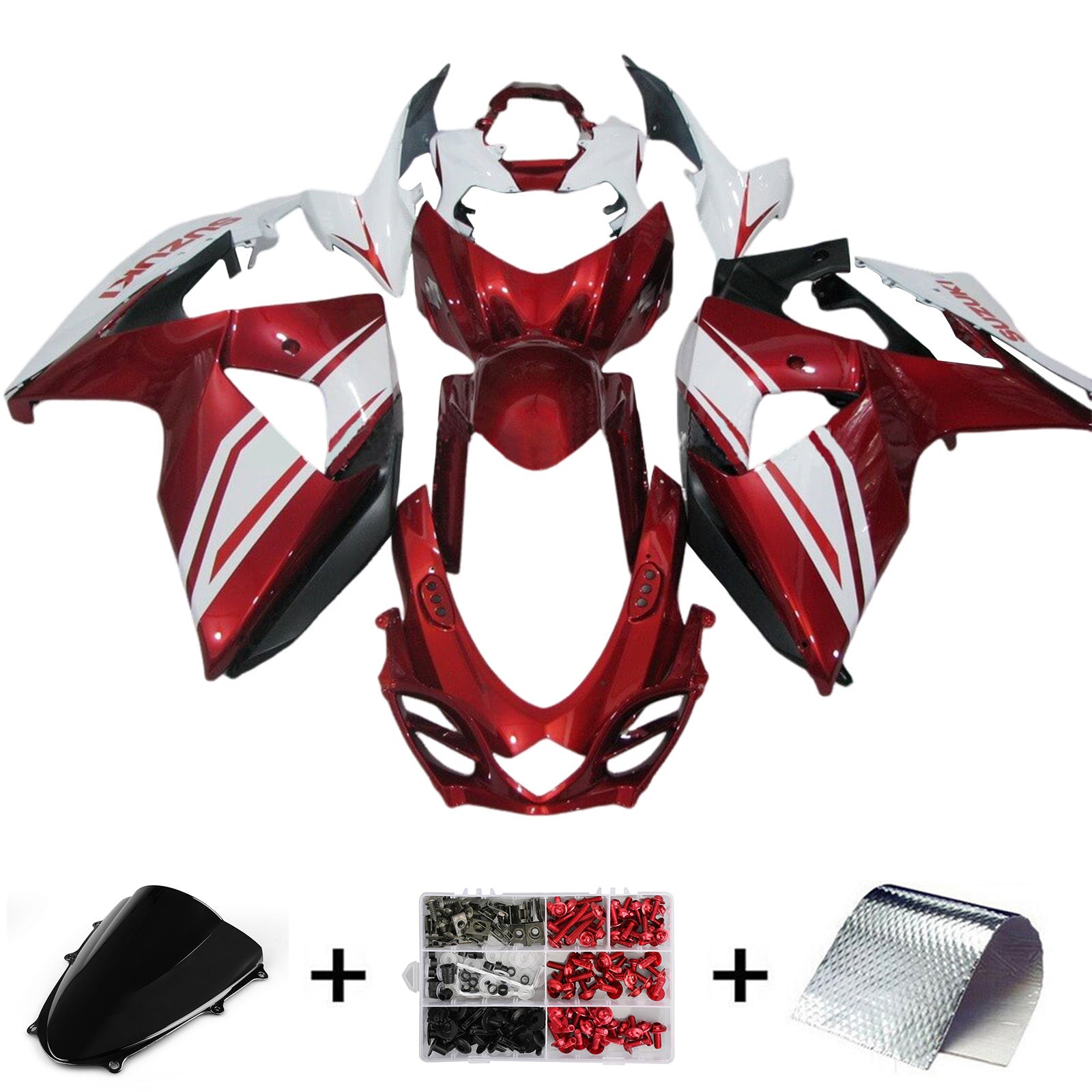 Amotopart 2009-2016 K9 GSXR1000 Suzuki Kit carena bianco e rosso