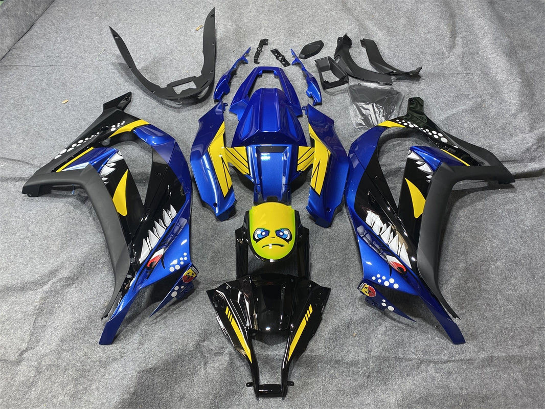 Amotopart Kawasaki EX300/Ninja300 2013-2023 Gelb-Blaues Verkleidungsset