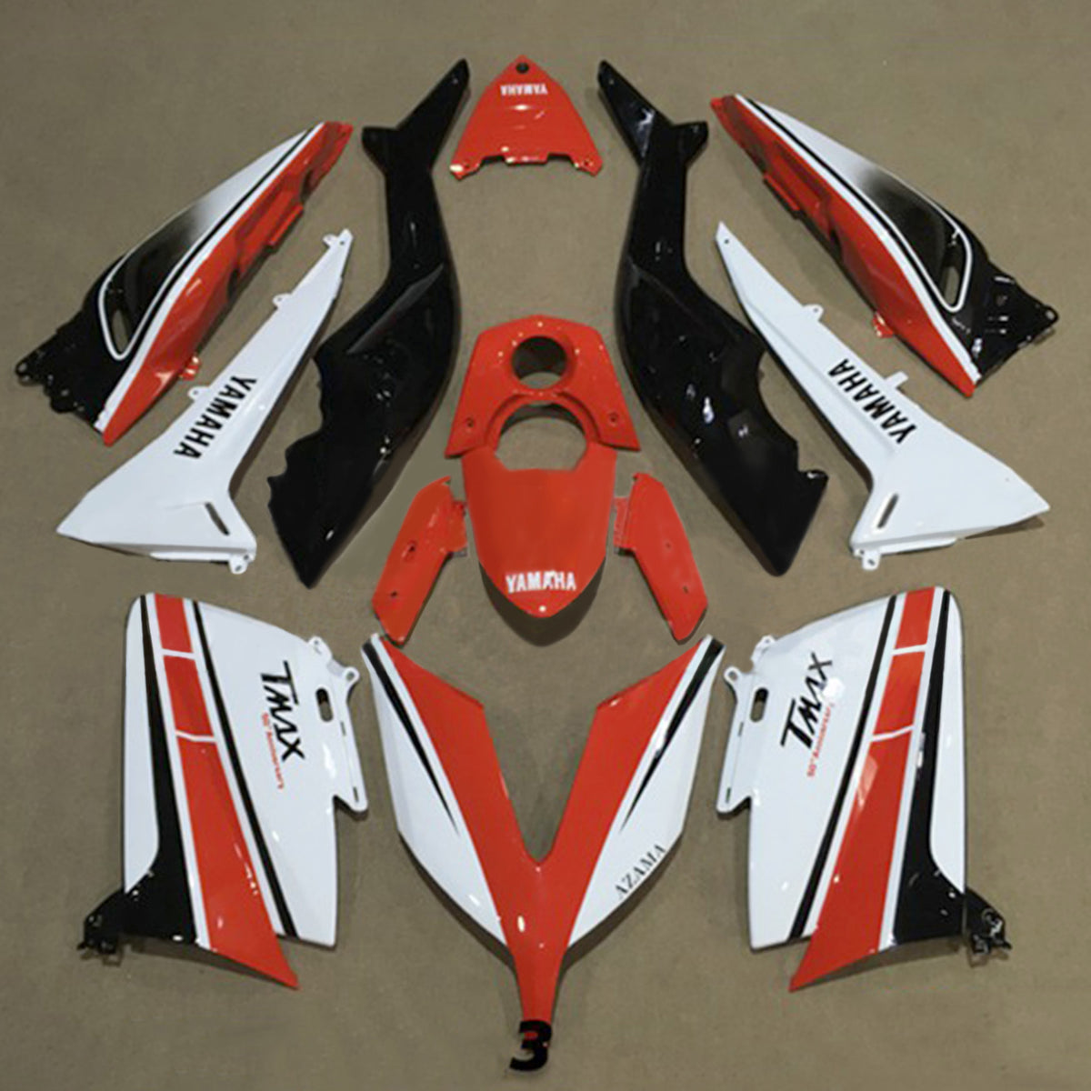 Amotopart 2015–2016 Yamaha T-Max TMAX530 Verkleidung, Rot und Weiß, Style2-Kit