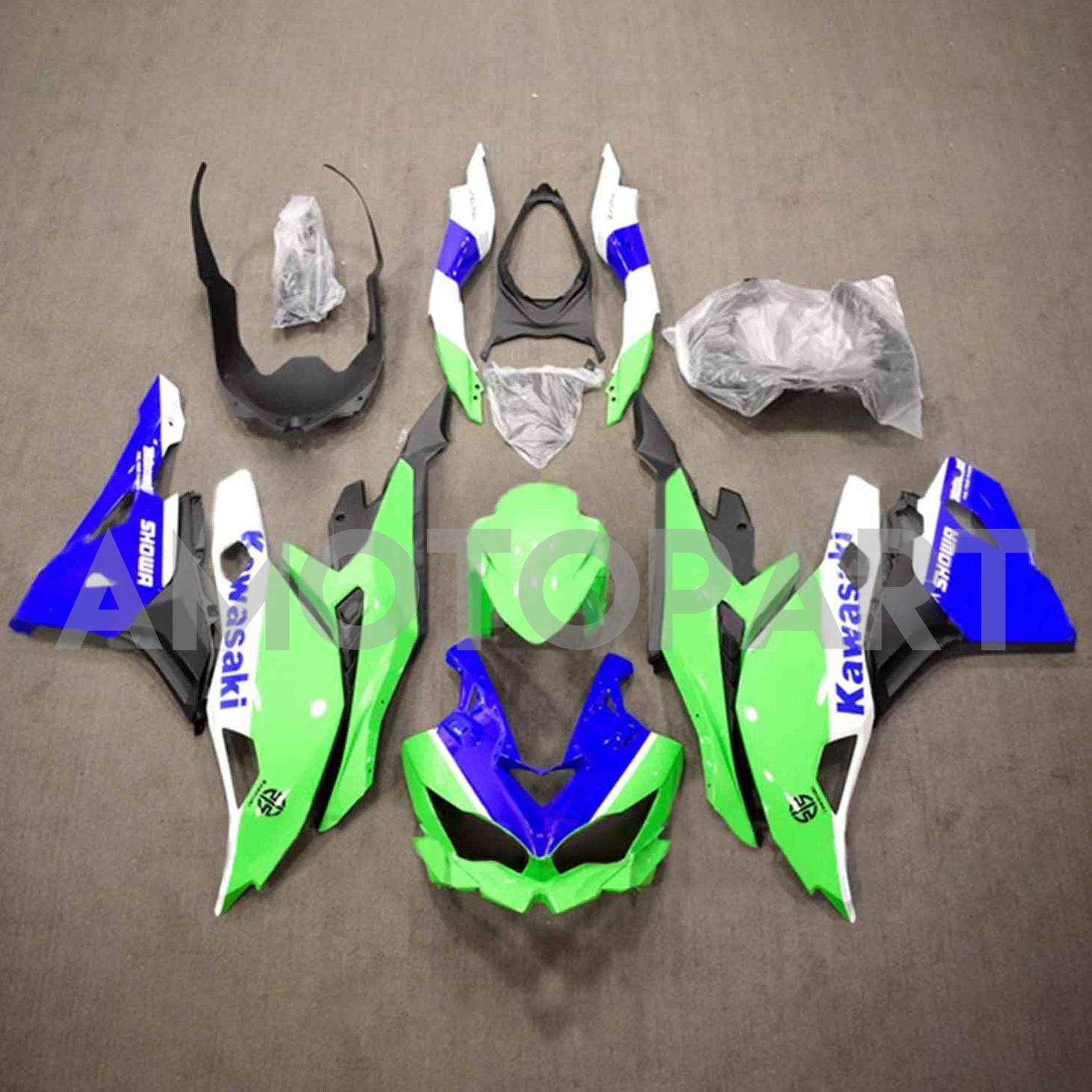 Amotopart 2019-2025 Ninja ZX-25R ZX-4R ZX-4RR Kawasaki Green&Blue Fairing Kit