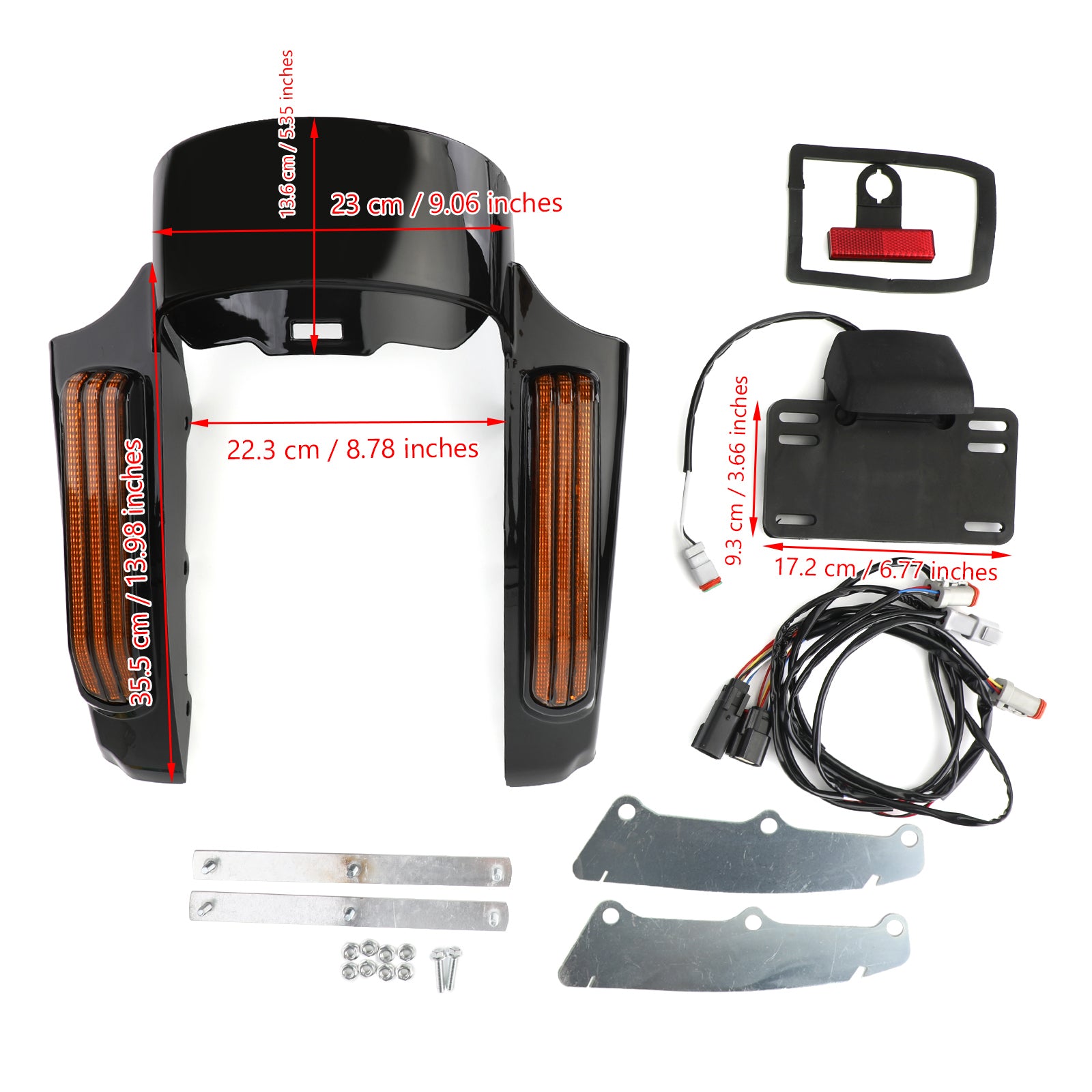 Lumière LED de garde-boue arrière adaptée pour Touring Road King FLHR Street Glide FLHX ambre