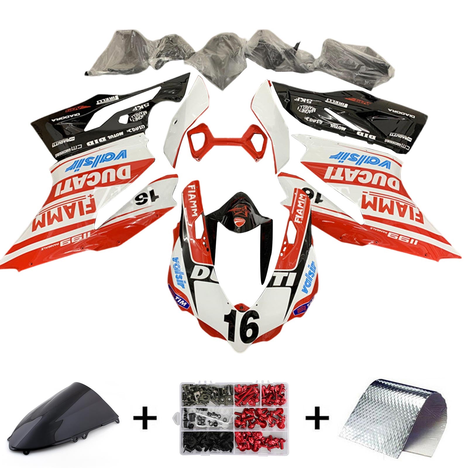 Amotopart 2012-2015 Ducati 1199 899 Kit de carénage rouge et blanc Style5