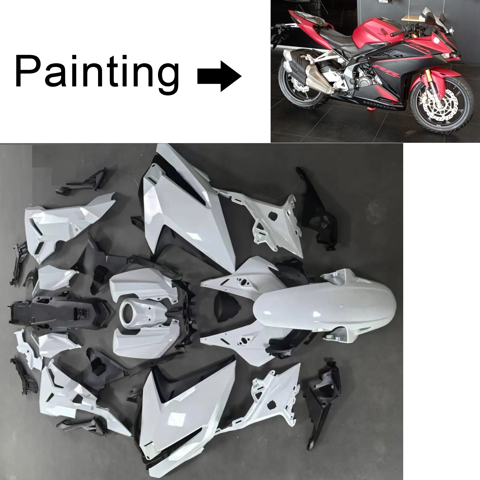 Amotopart 2017-2022 Honda CBR250RR Black & Red Fairing Kit