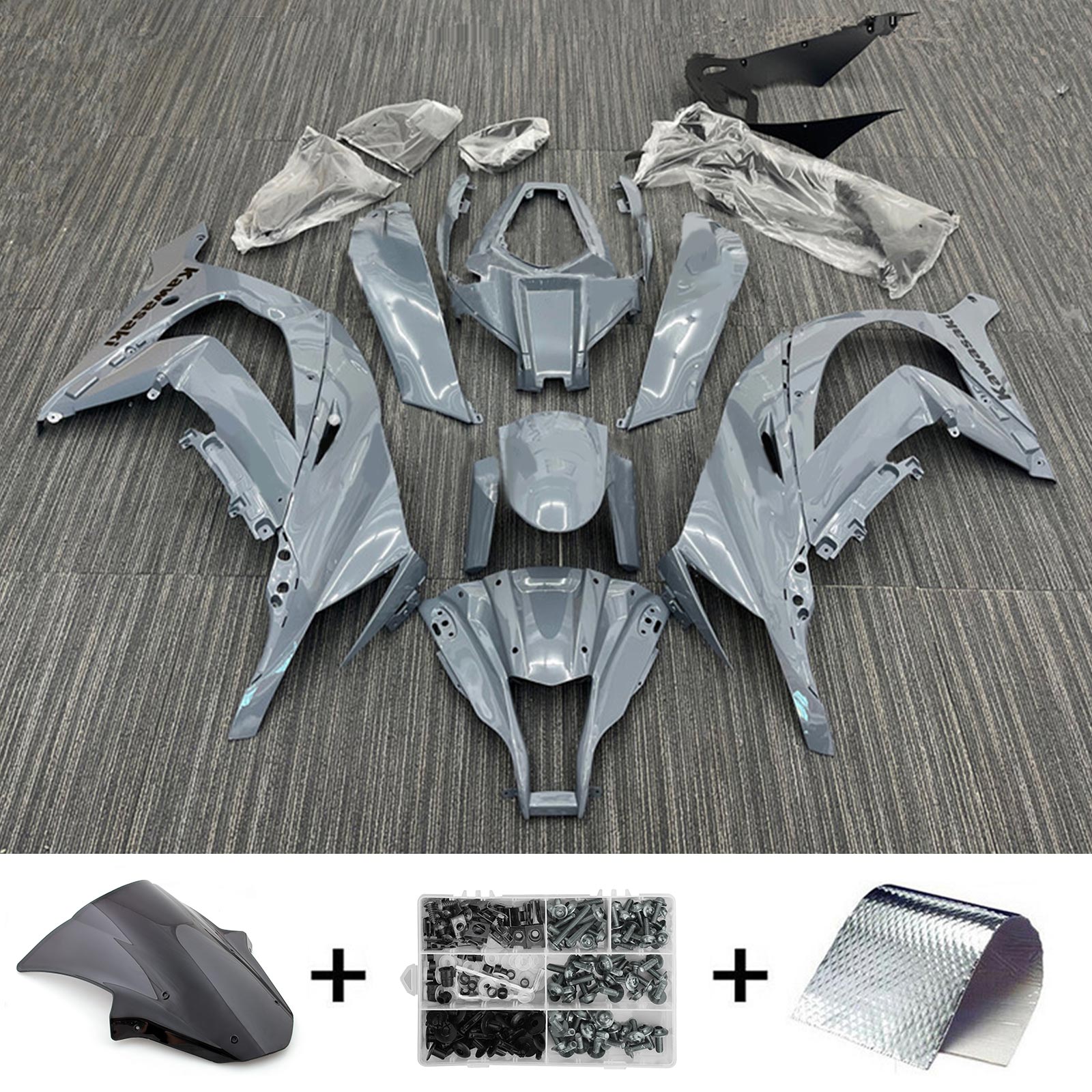 Kit de carénage Amotopart 2011-2015 Kawasaki ZX10R gris