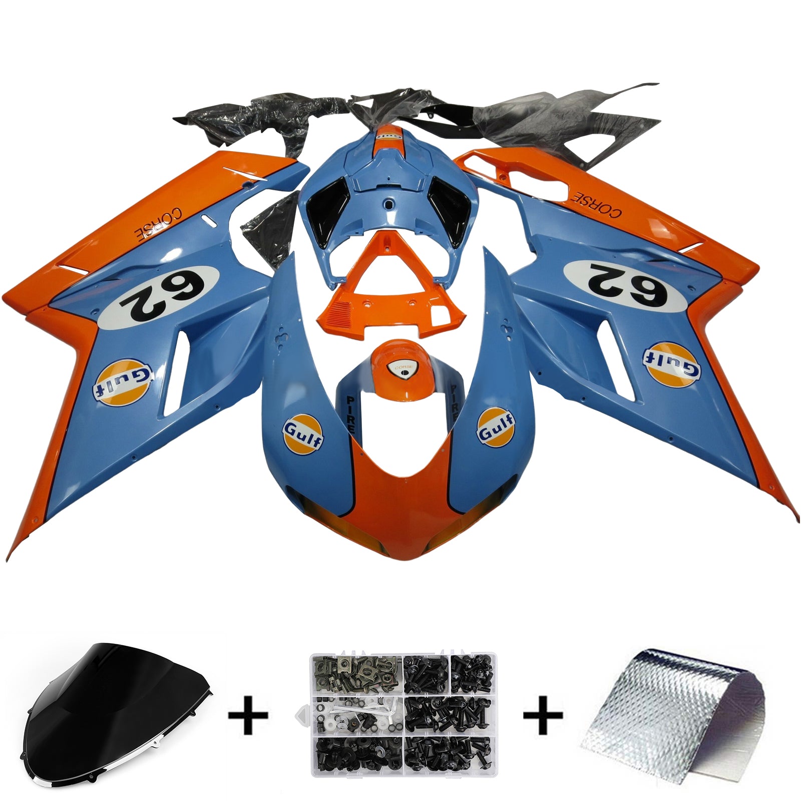 Amotopart 2007-2011 Ducati 1098/1198/848 Glossy Orange Blue Fairing Kit