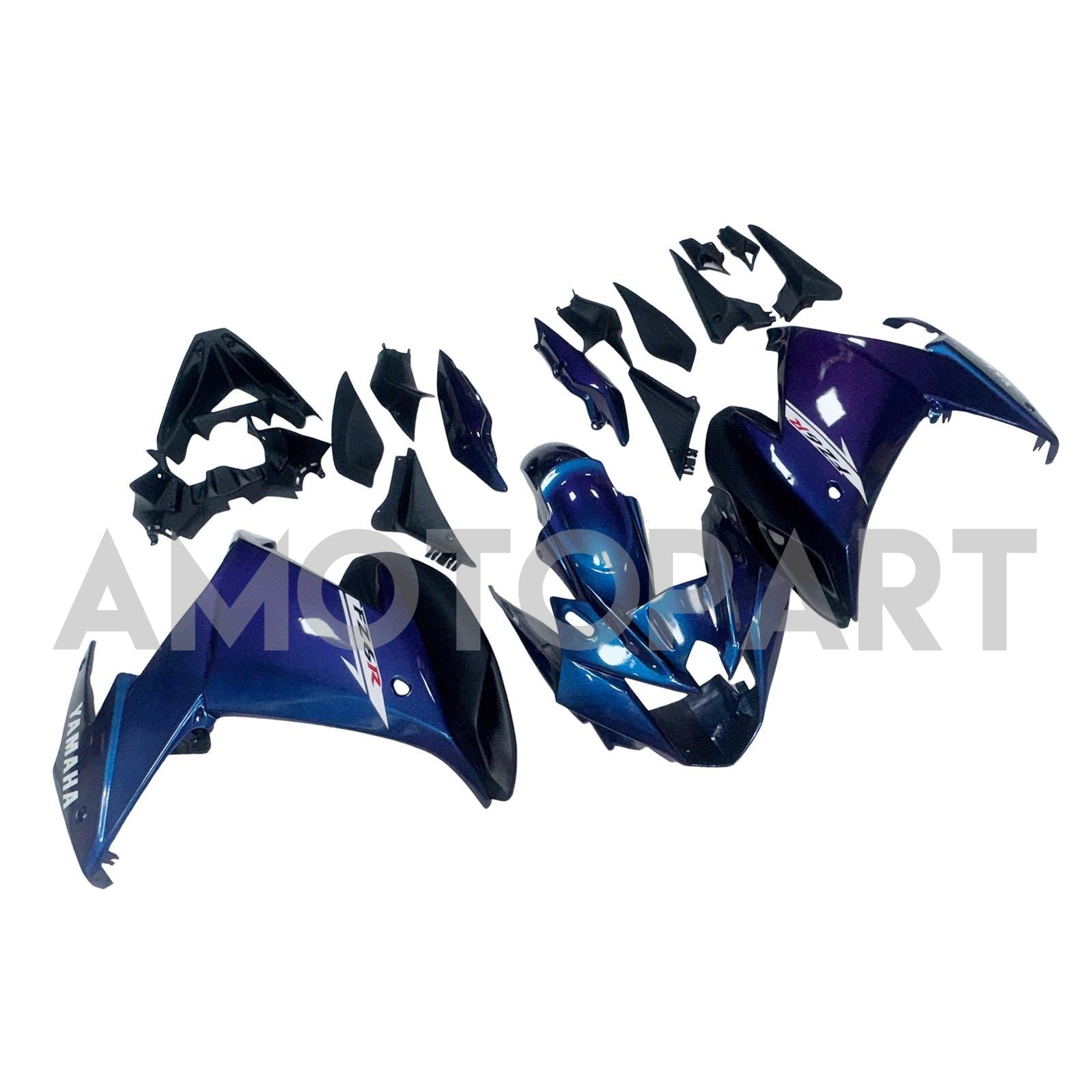 Amotopart 2009-2015 Yamaha FZ6R Blue White Fairing Kit