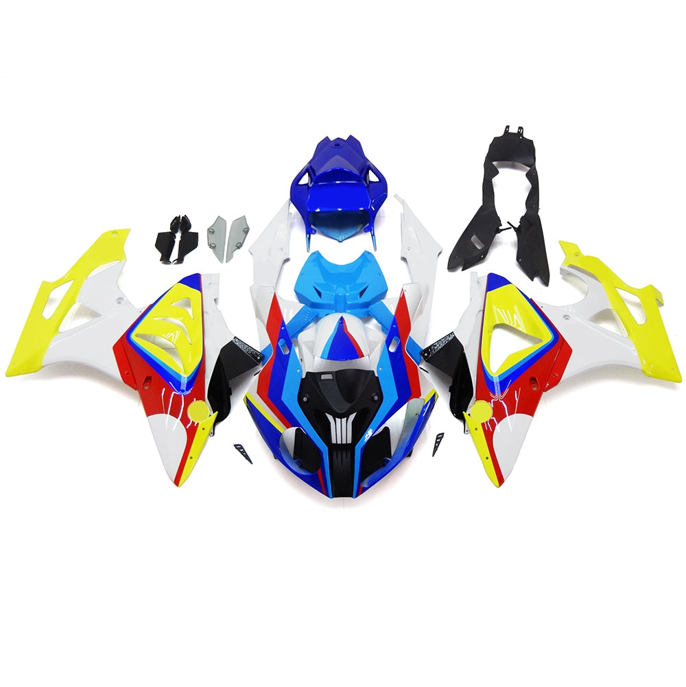 Amotopart BMW S1000RR 2009-2014 Kit de carénage bleu et jaune