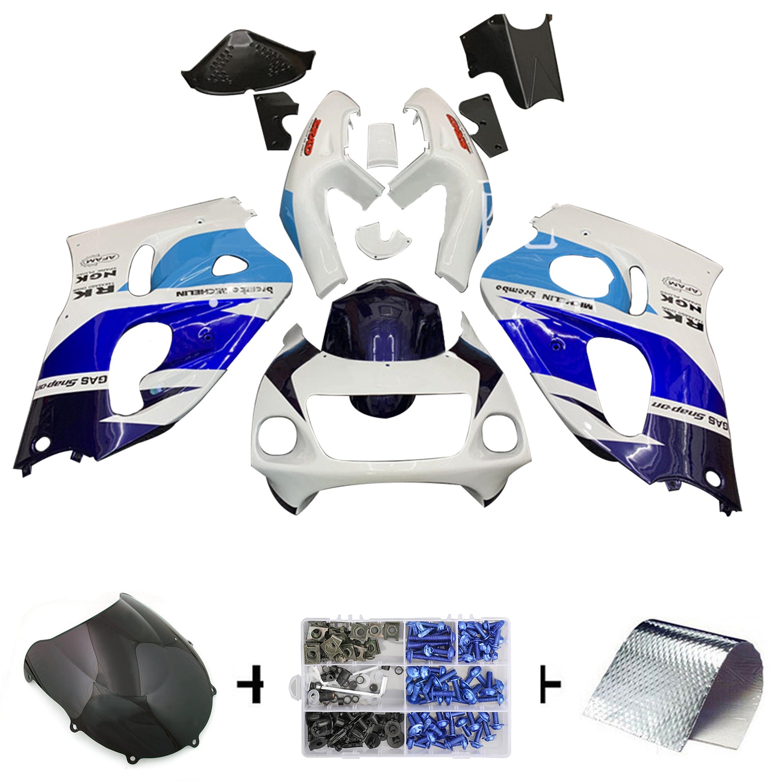 Amotopart Suzuki GSXR600 1996-2000 GSXR750 1996-1999 Blue&White Style1 Fairing Kit