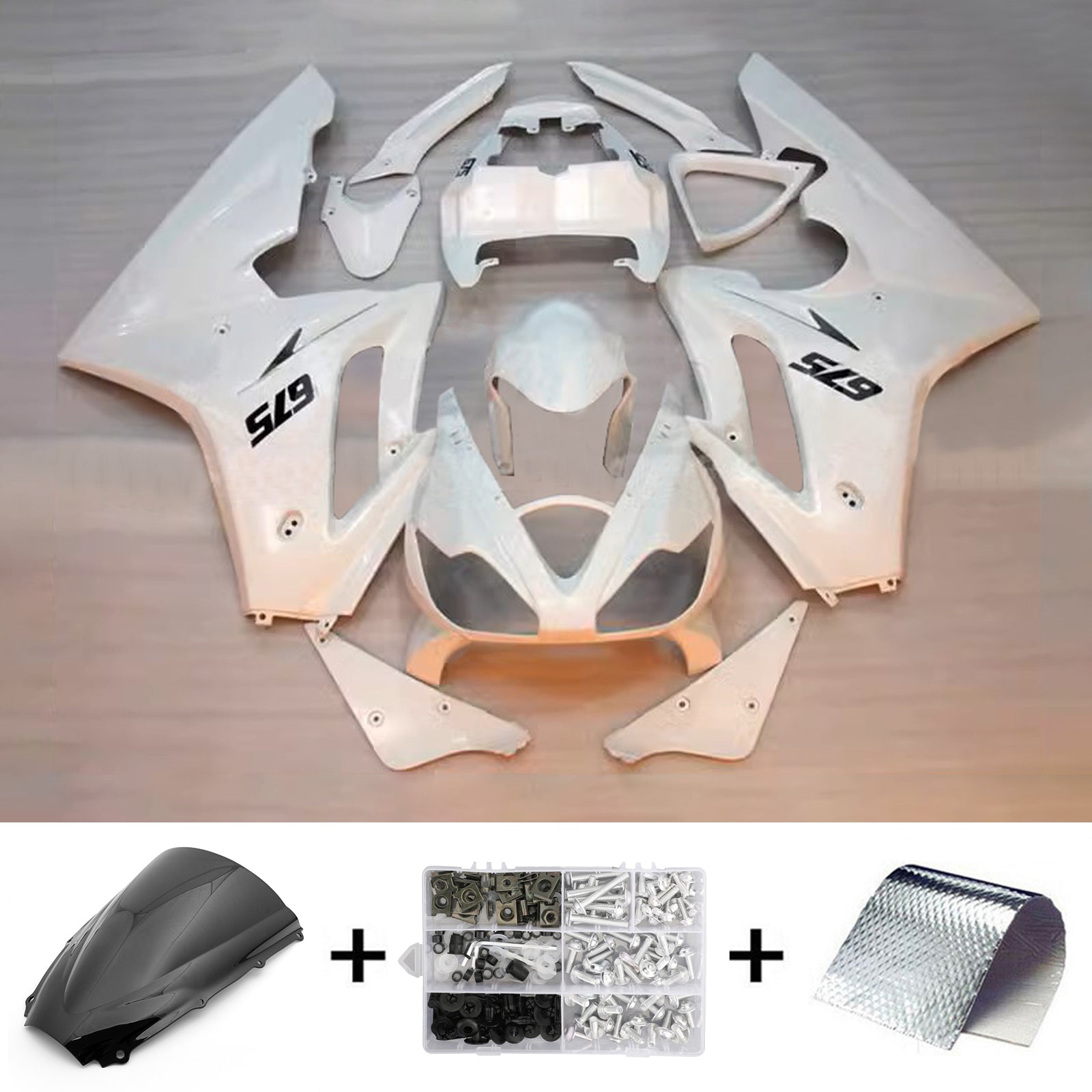 Amotopart 2006-2008 Triumph Daytona 675 White Fairing Kit