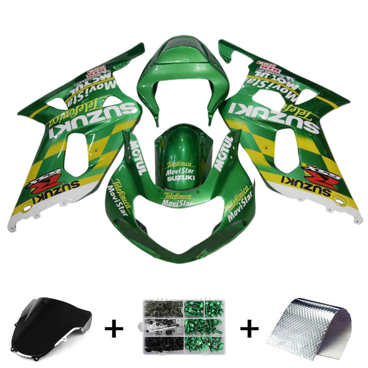 Amotopart 2000-2002 K1 K2 GSXR1000 Suzuki Green&Yellow Fairing Kit