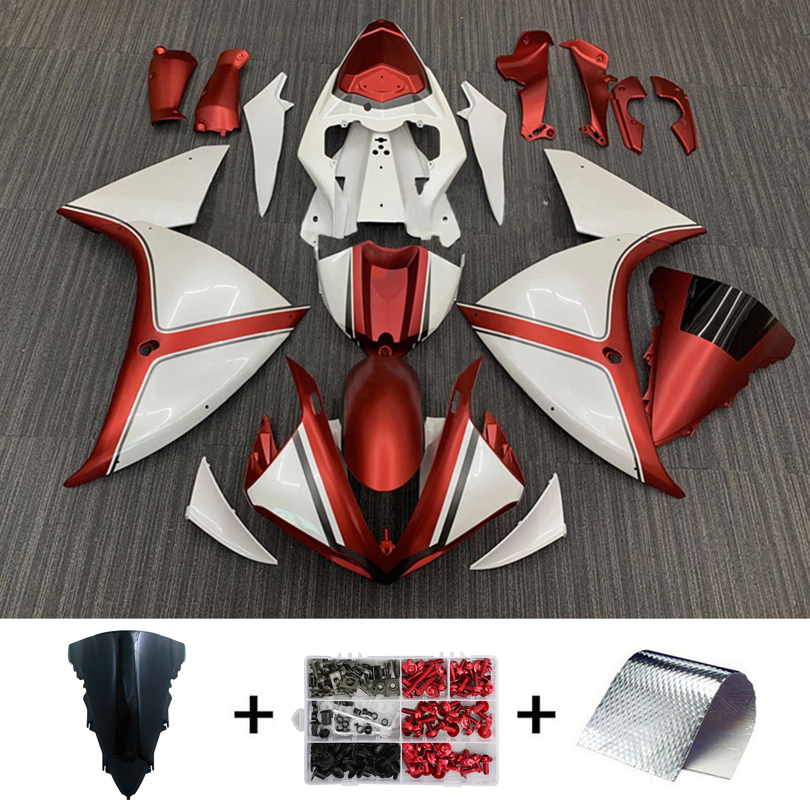 Amotopart 2012-2014 Yamaha YZF 1000 R1 White Orange Red Fairing Kit