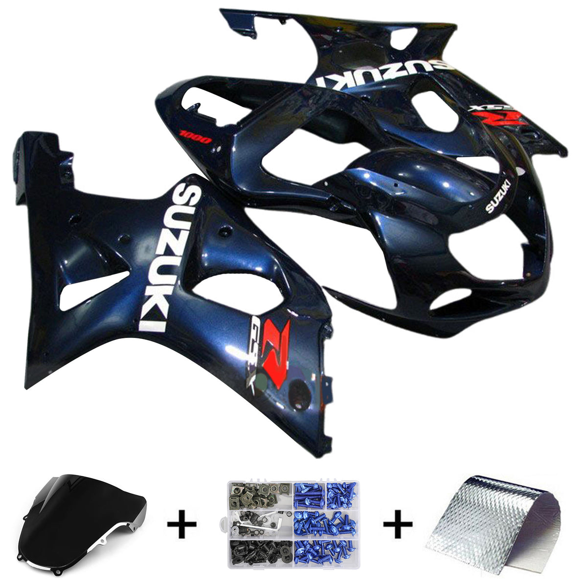 Amotopart 2000-2002 K1 K2 GSXR1000 Suzuki Dark Blue Fairing Kit