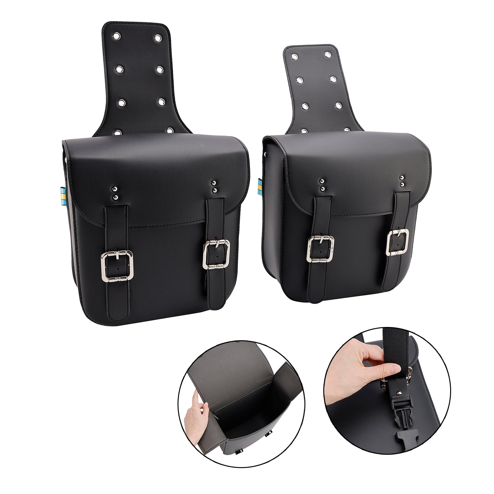 Scooter Motorcycle Side Tail Bag Saddlebag Color Matching Luggage Black 18L