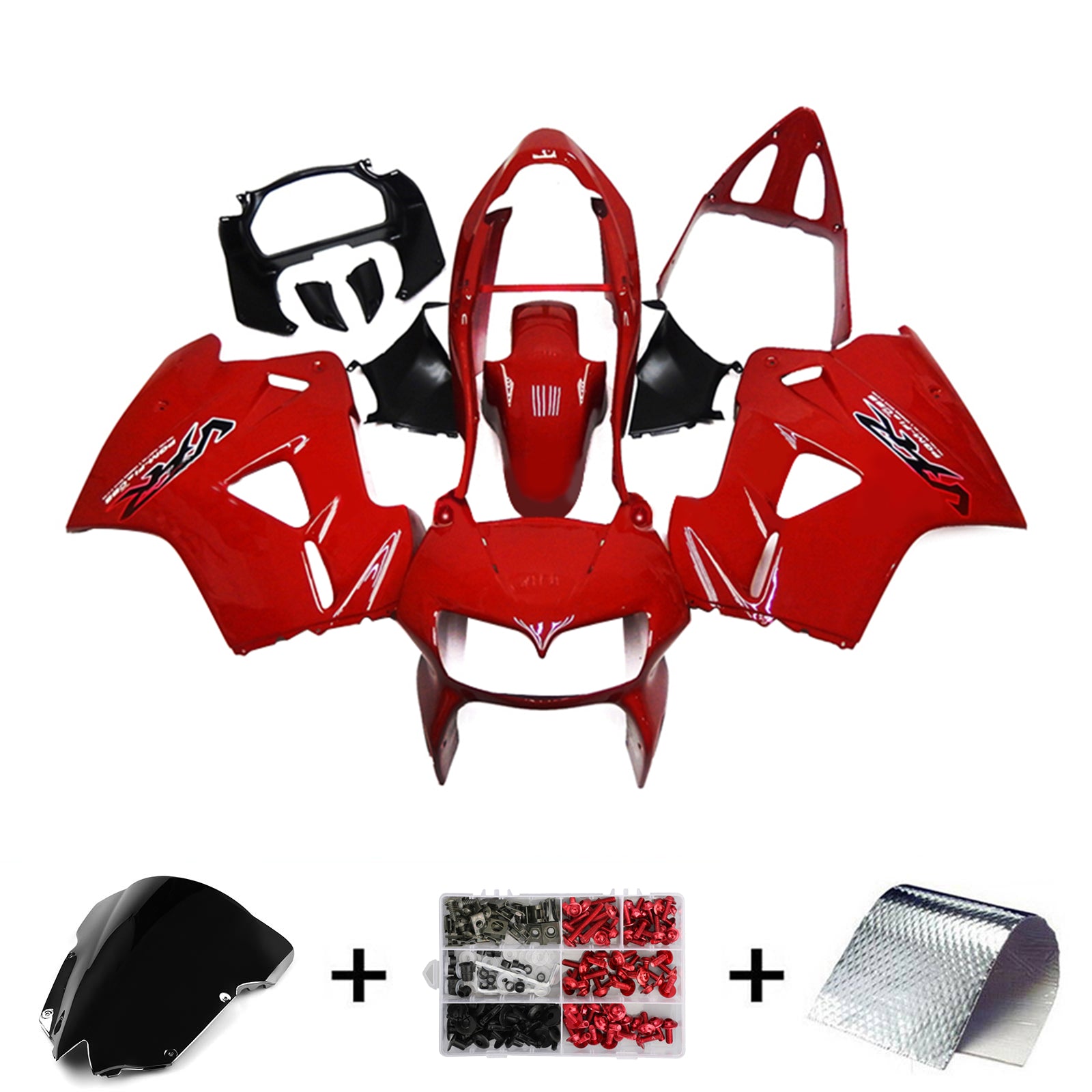 Amotopart Kit de carénage rouge Honda VFR800 2002-2013