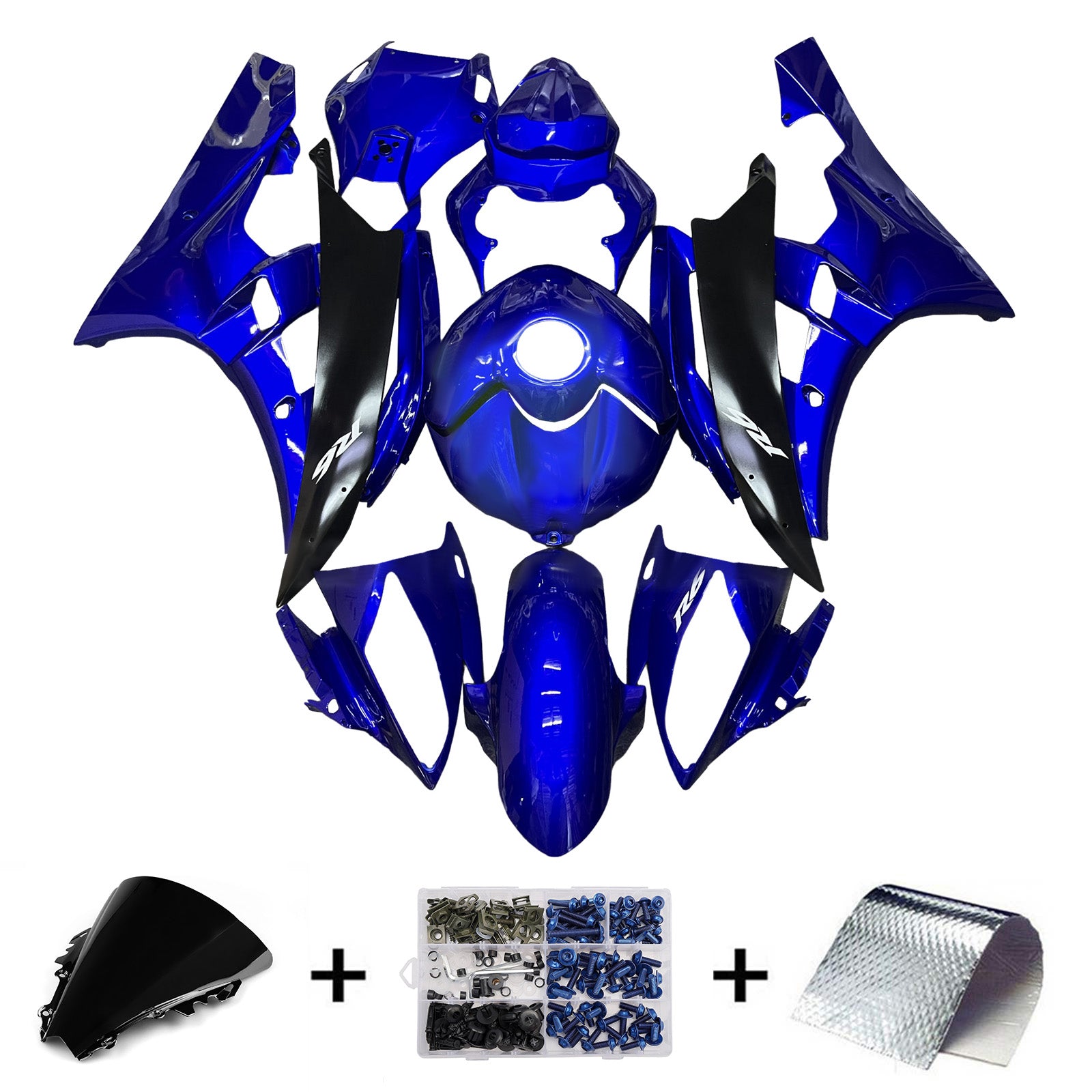Amotopart 2006-2007 Yamaha YZF-R6 Blue & Black Fairing Kit