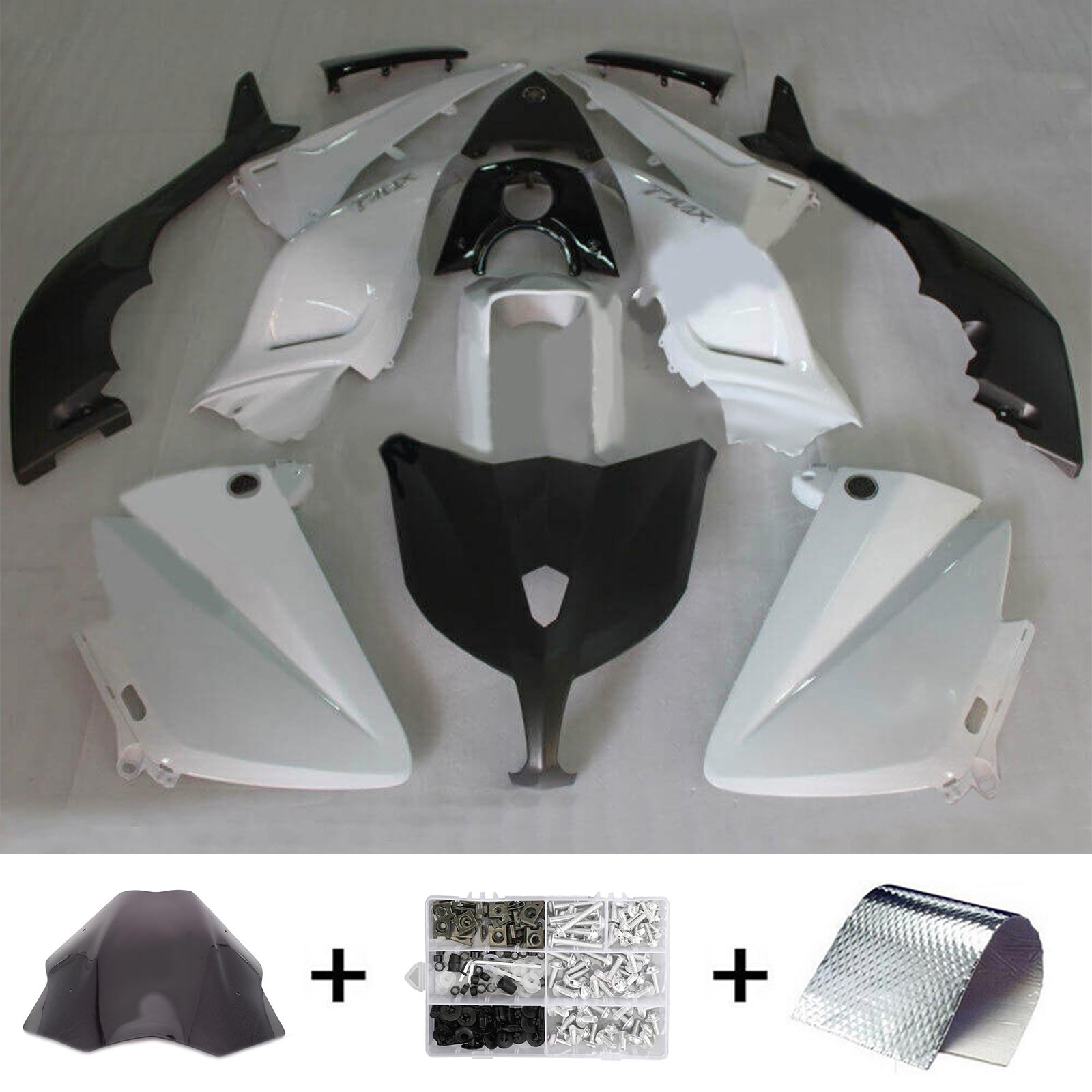 Amotopart 2012-2014 Yamaha T-Max TMAX530 Kit de carénage noir et blanc