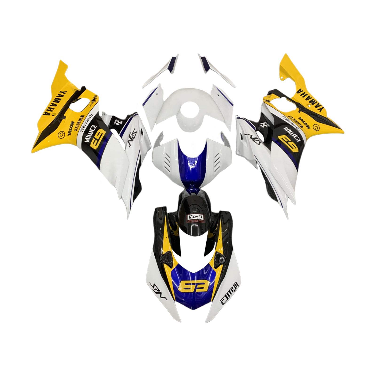 Amotopart Yamaha YZF-R6 2017-2023 Kit de carénage noir et jaune