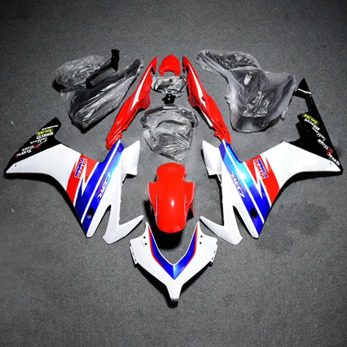 Amotopart 2013-2015 CBR500R Honda Kit de carénage rouge et bleu Style1