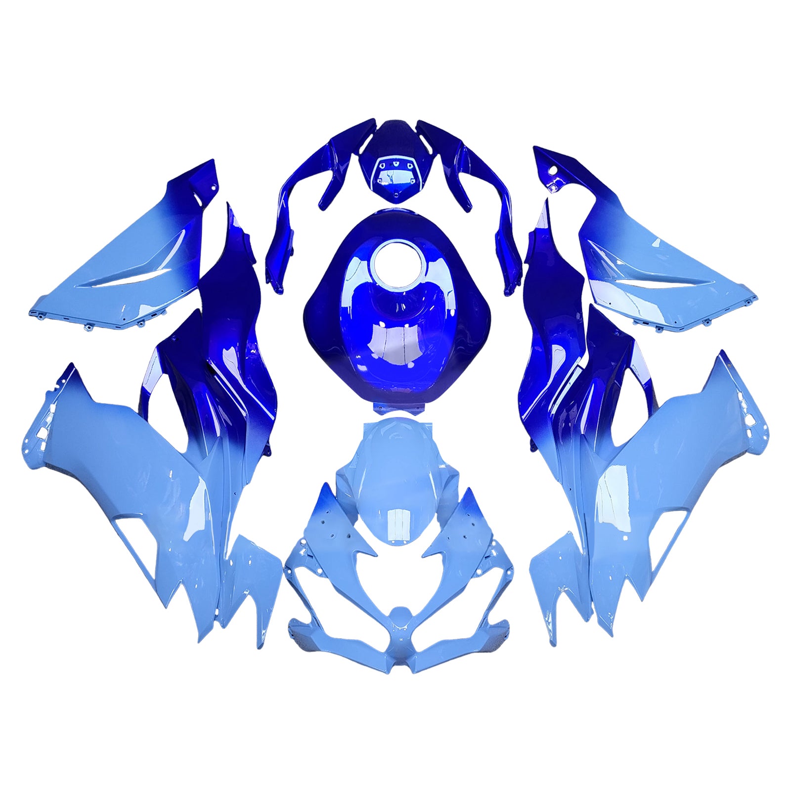 Amotopart 2019-2023 Kawasaki ZX6R Dark Blue Light Blue Fairing Kit