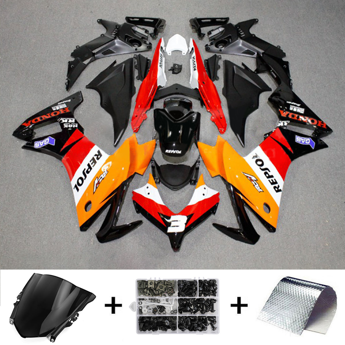 Amotopart 2013-2015 CBR500R Honda Red&Orange Repjol Fairing Kit