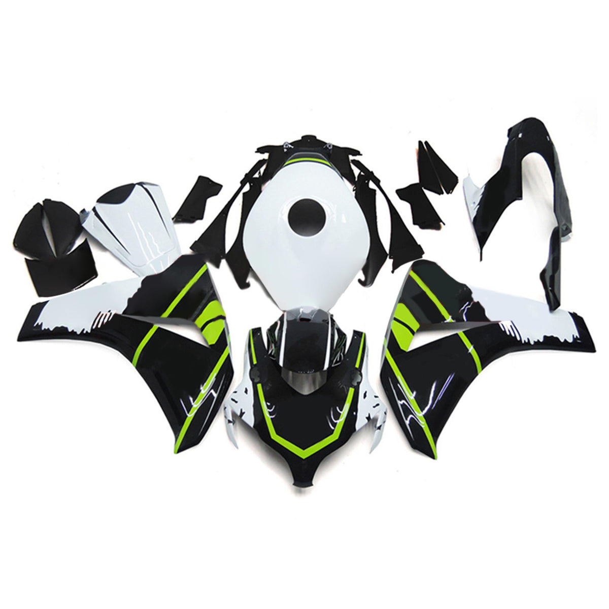 Amotopart 2008-2011 Honda CBR1000RR Kit de carénage noir et vert