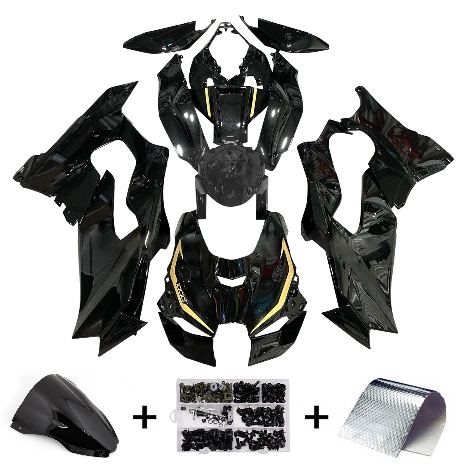 Amotopart 2021-2025 Kawasaki ZX14R ZZR1400 Black Fairing Kit