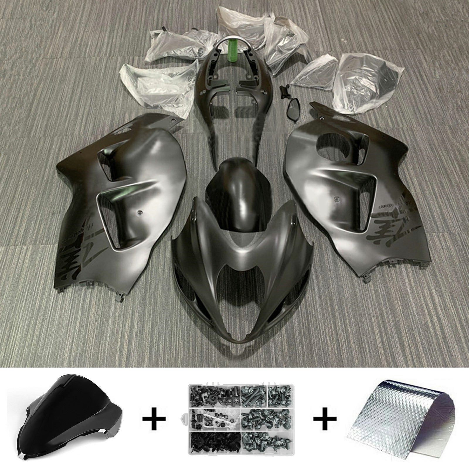 Amotopart 1999-2007 Suzuki Hayabusa GSX1300R Matte Black Fairing Kit