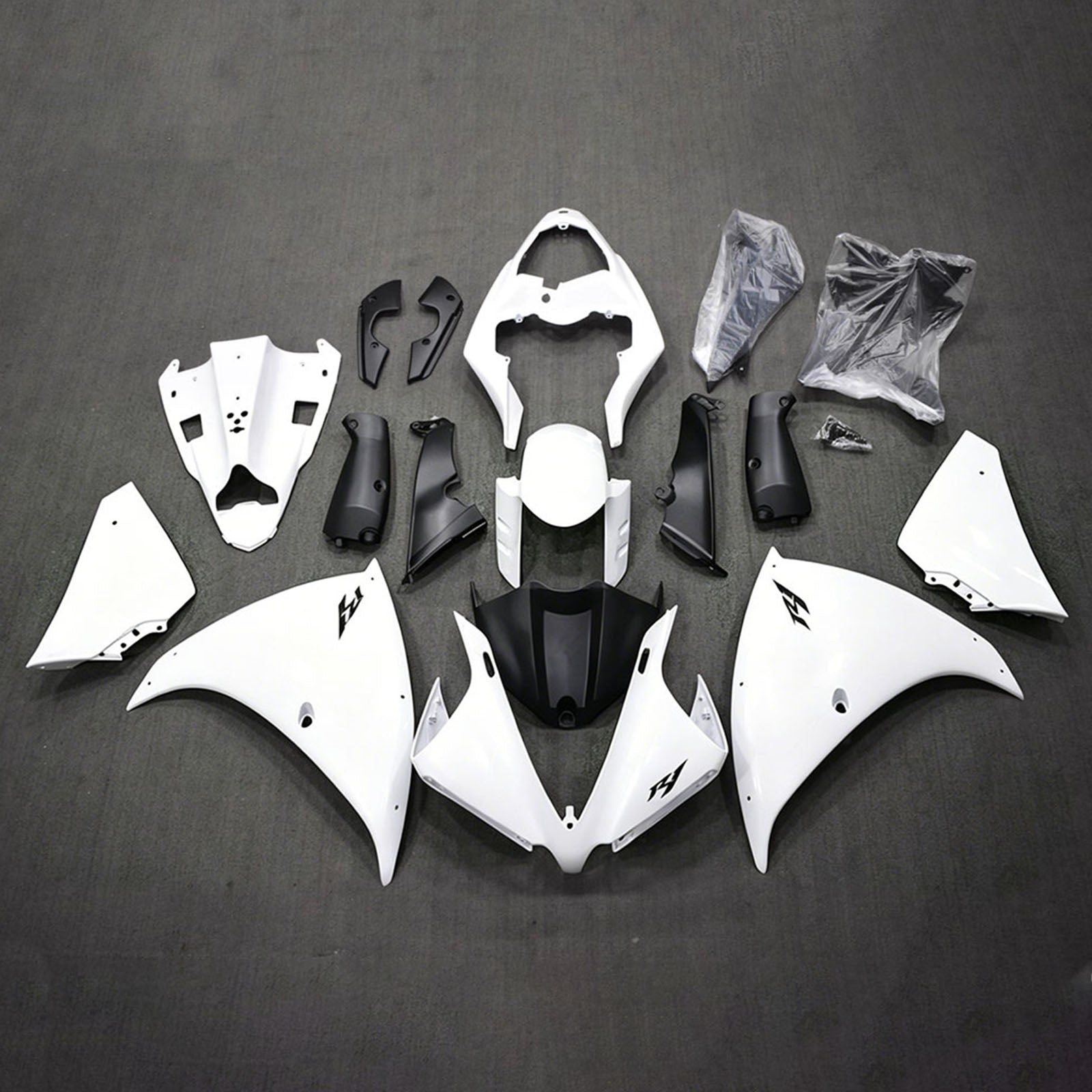Amotopart 2012-2014 Yamaha YZF-R1 White Fairing Kit