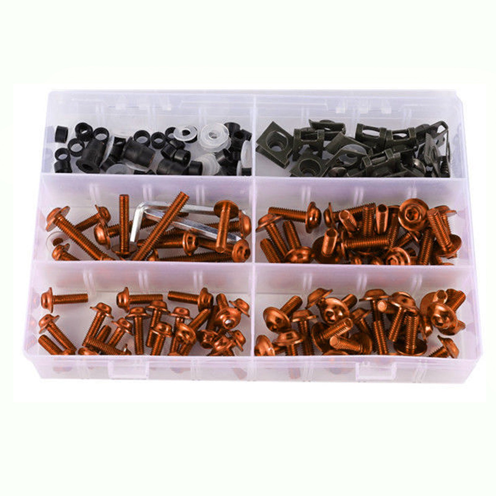 177PCS Motorcycle Sportbike Windscreen Fairing Bolts Kit Orange Fastener Screws