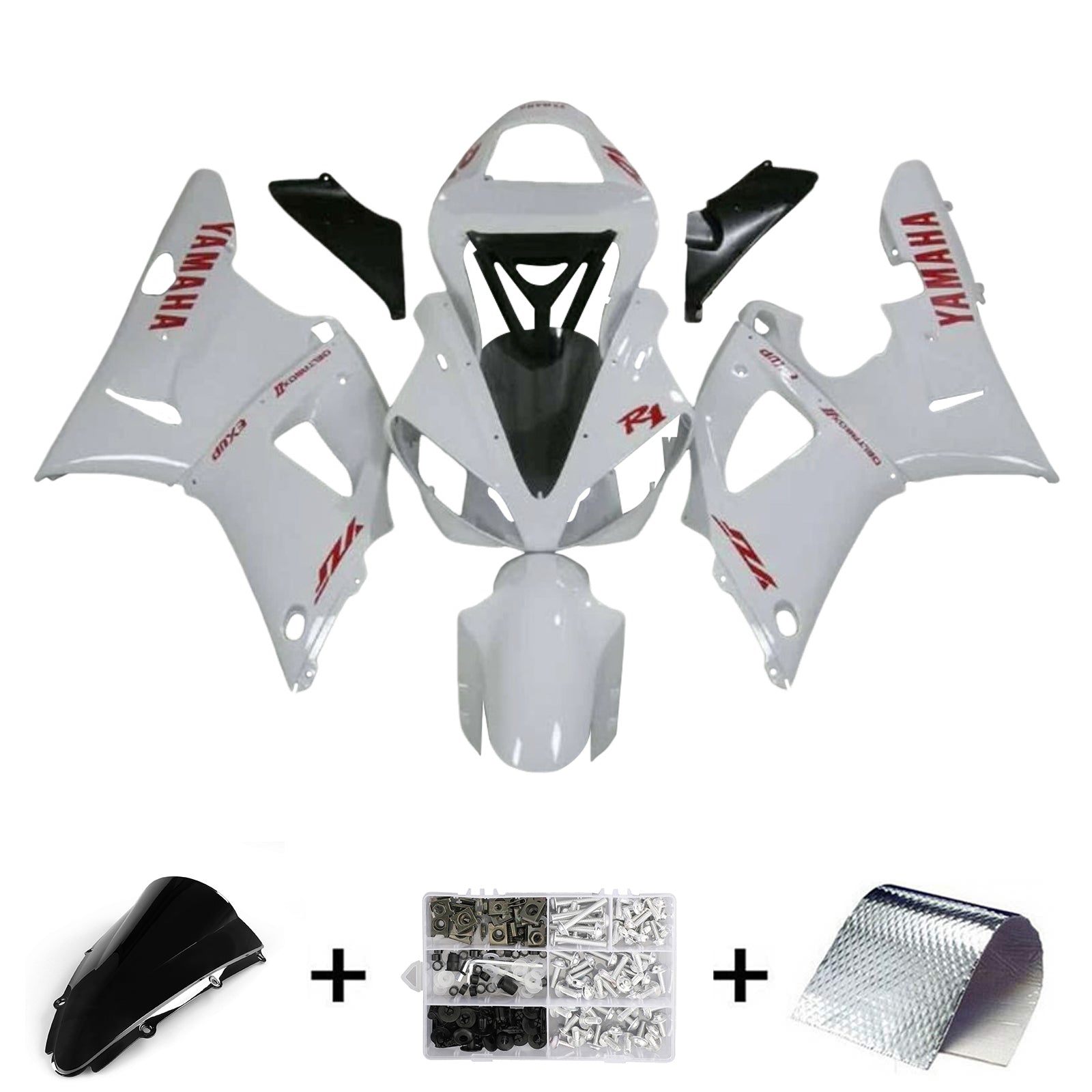 Amotopart 2000-2001 Yamaha YZF 1000 R1 Glossy White Fairing Kit