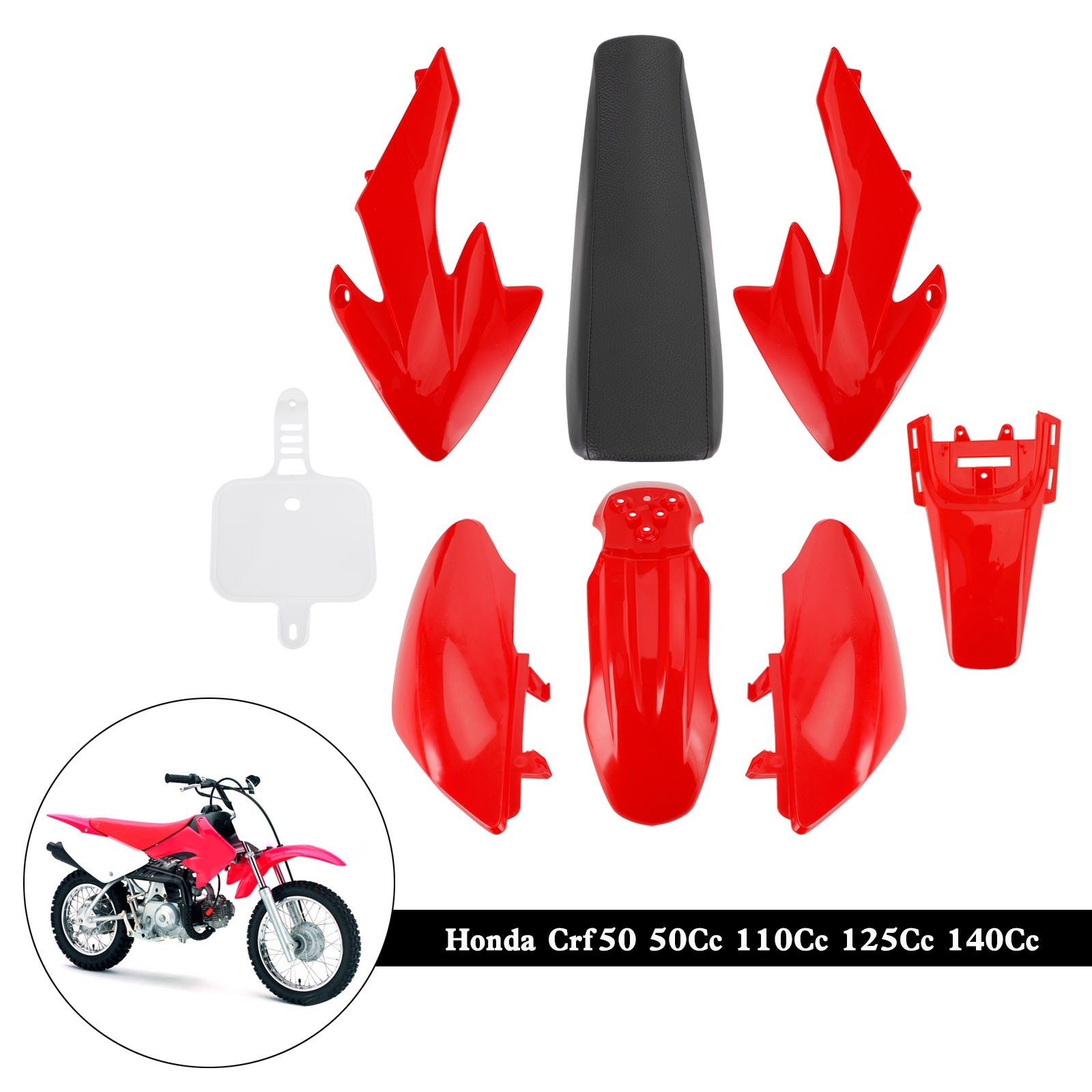 50Cc 110Cc 125Cc 140Cc Plastica 4 tempi Honda CRF50 Pit Off-Road Bike Set Parafango Sedile