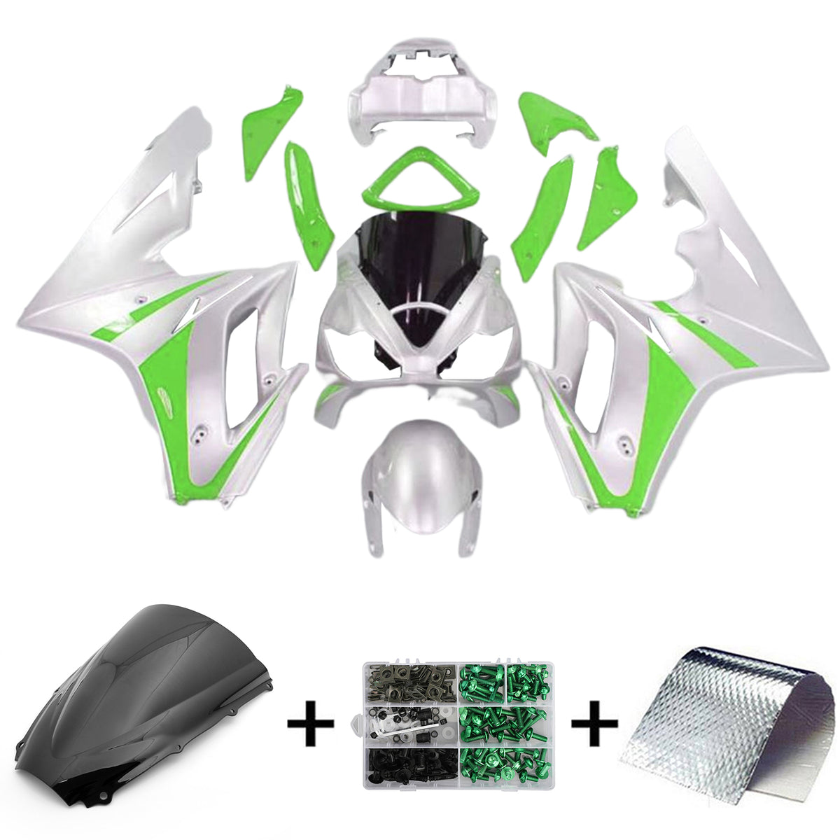 Amotopart 2006-2008 Triumph Daytona 675 Green&Silver Fairing Kit