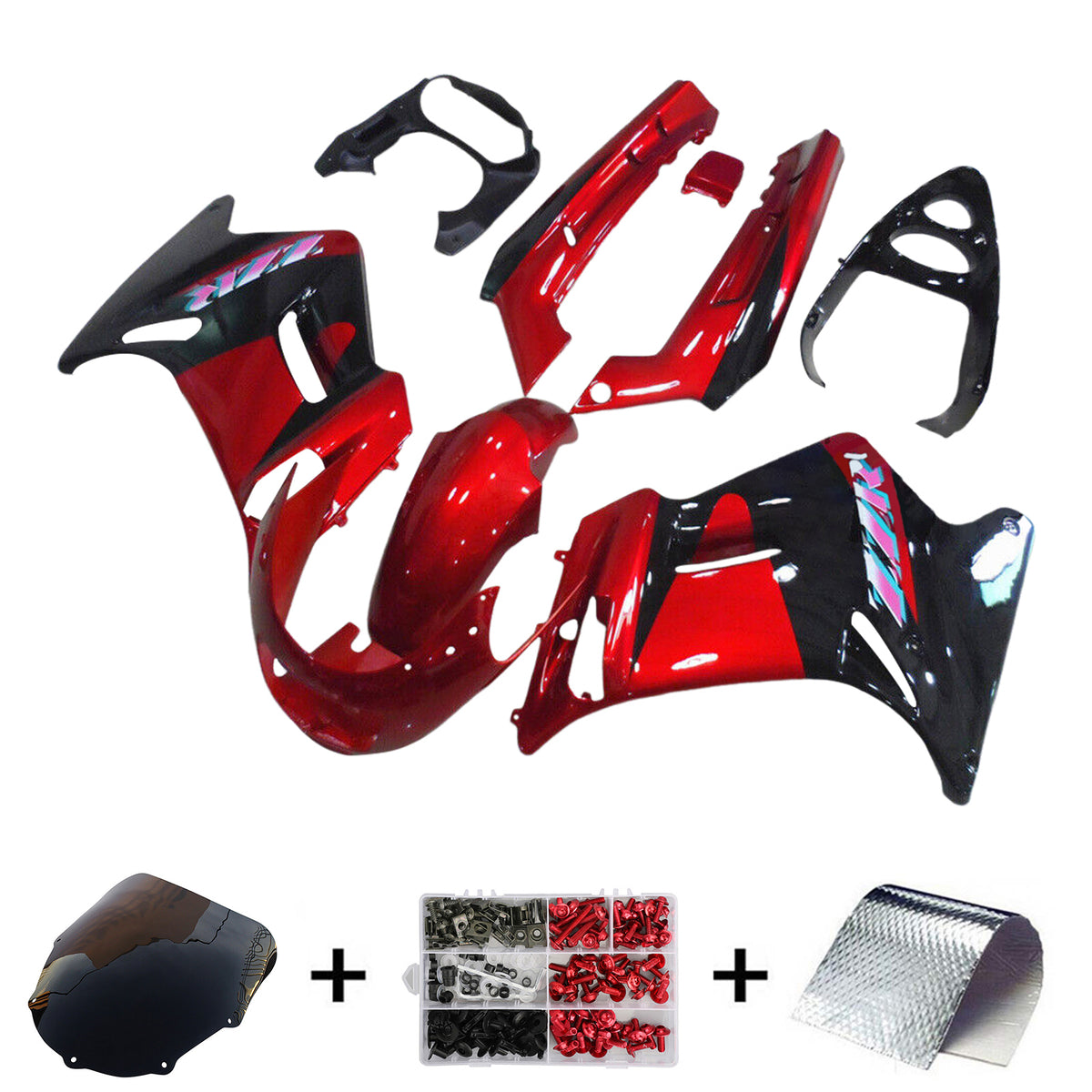 Amotopart 1996-2007 Kawasaki ZZR250 Kit de carenado rojo negro