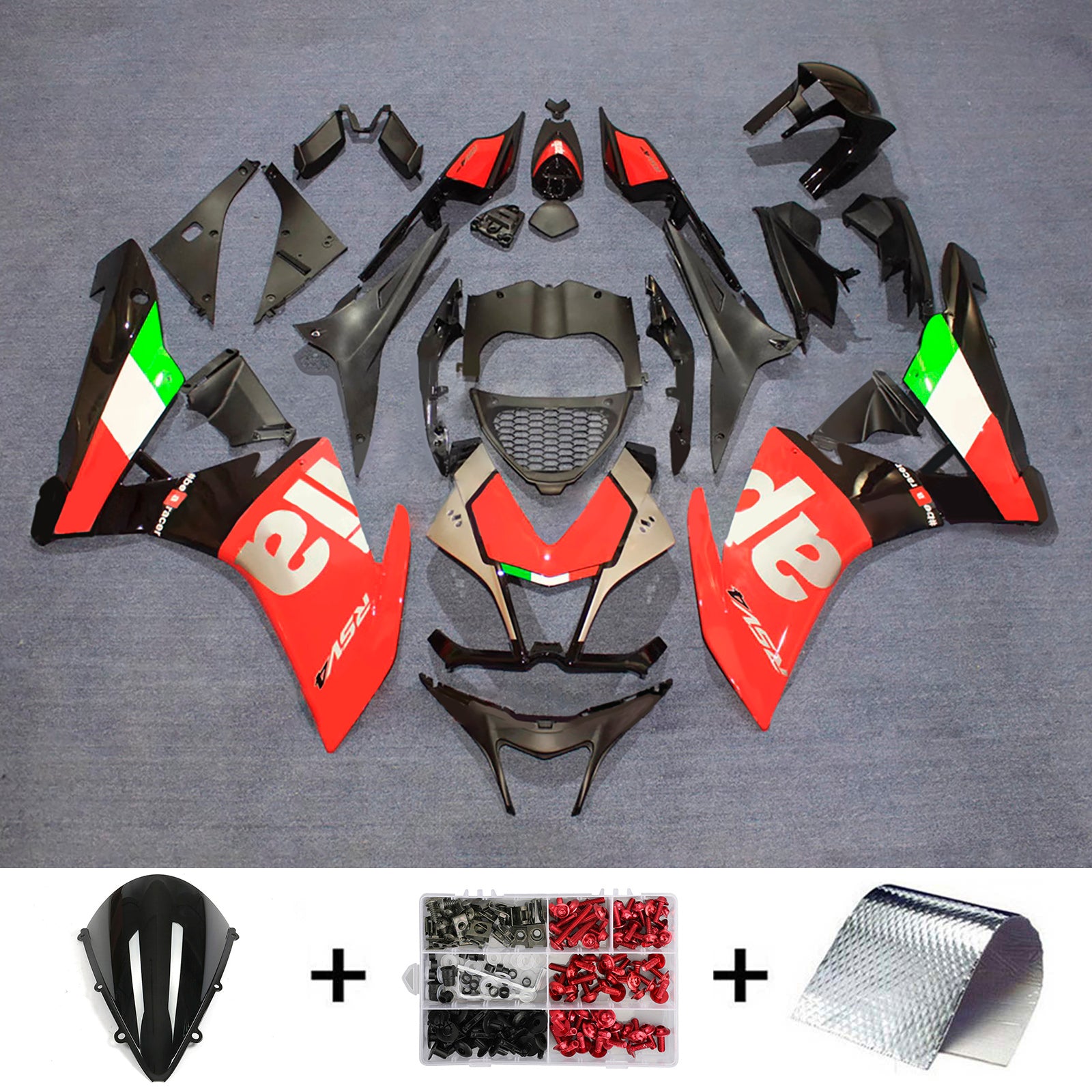 Amotopart 2009-2015 Aprilia RSV4 1000 Green Black Red Fairing Kit