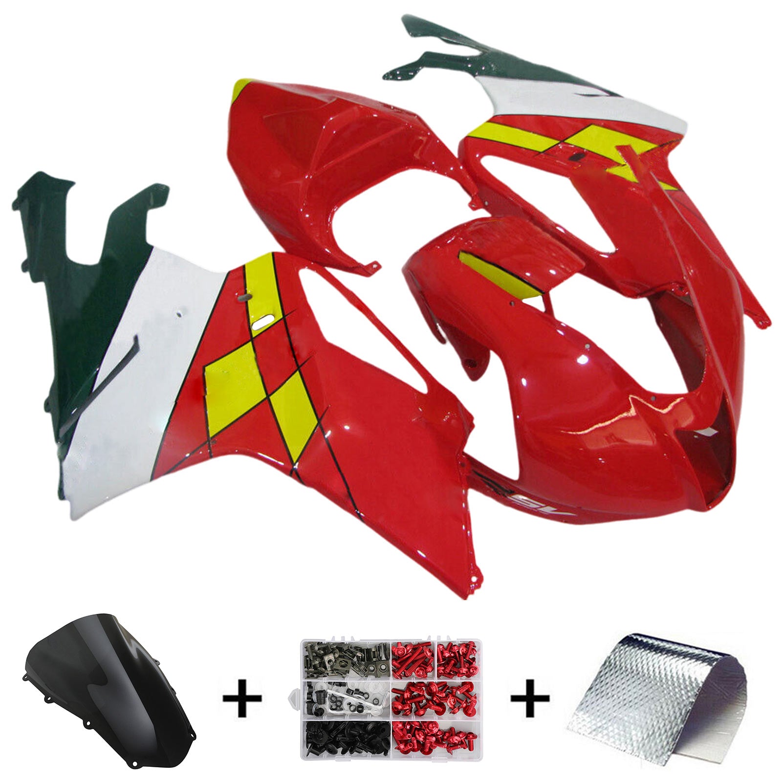 Amotopart 2003-2006 Aprilia RSV1000 Red&Green Fairing Kit